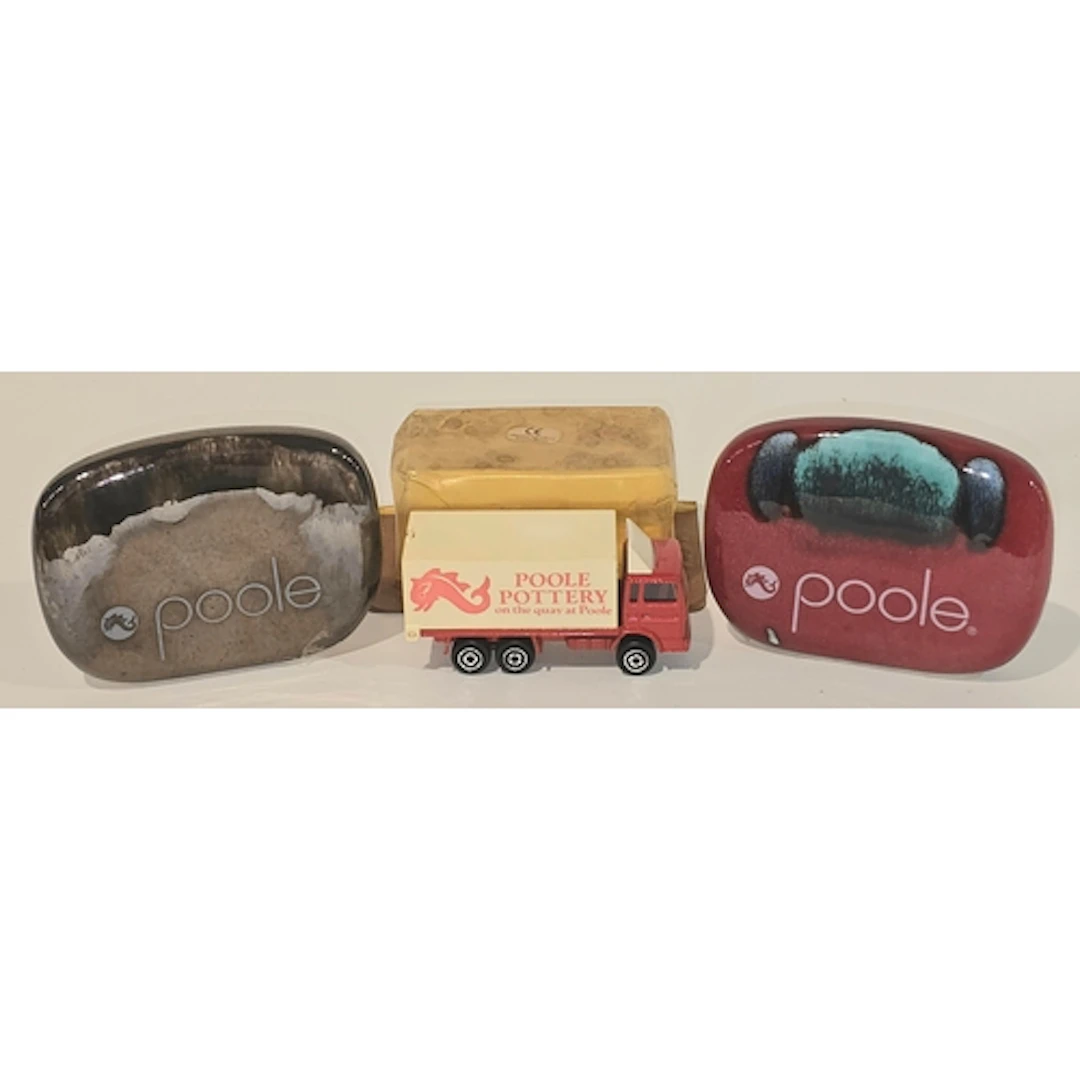 Poole Pottery Living Glaze Volcano point of sale plaque toge...