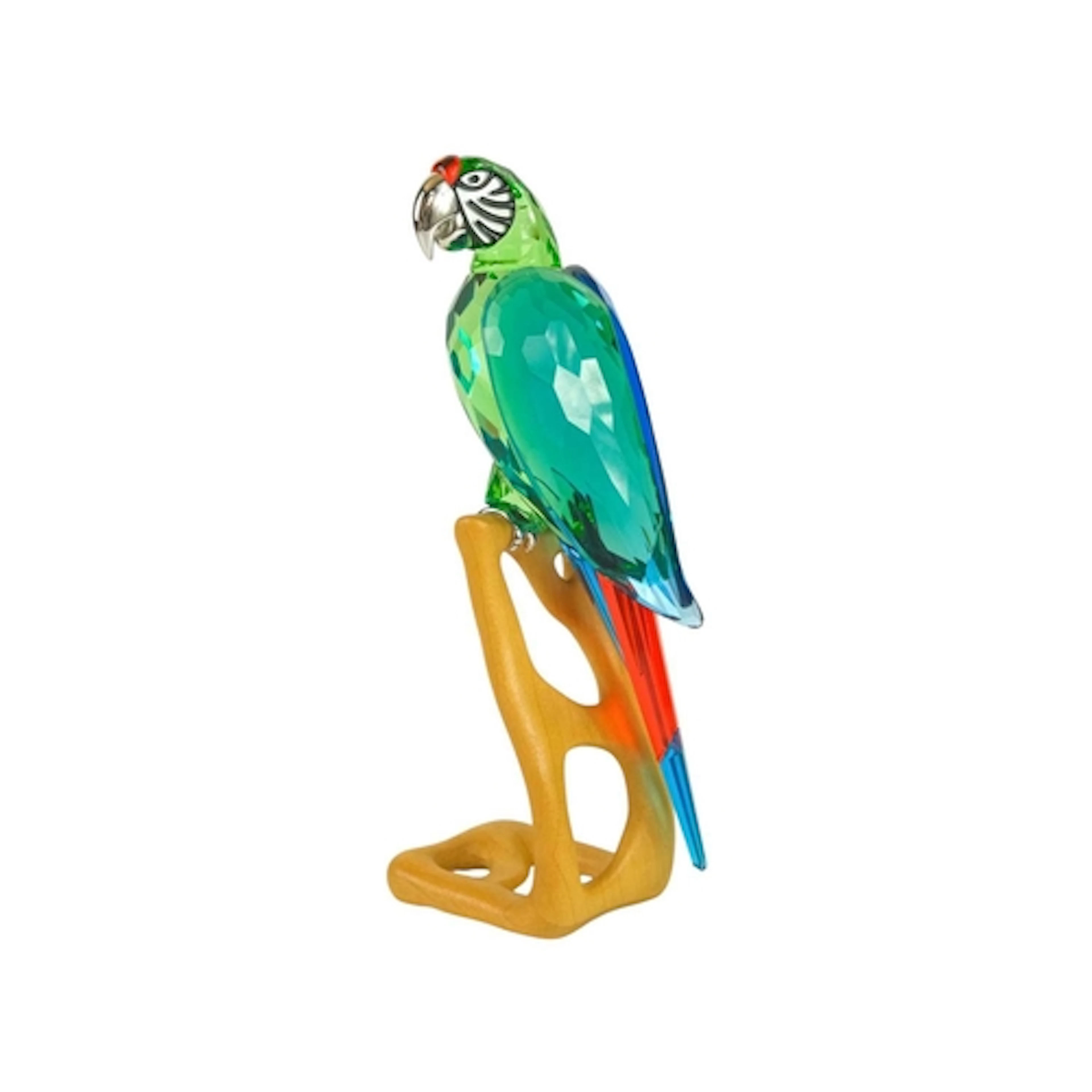 Swarovski Crystal - Macaw. In chrome green, on a naturalisti...