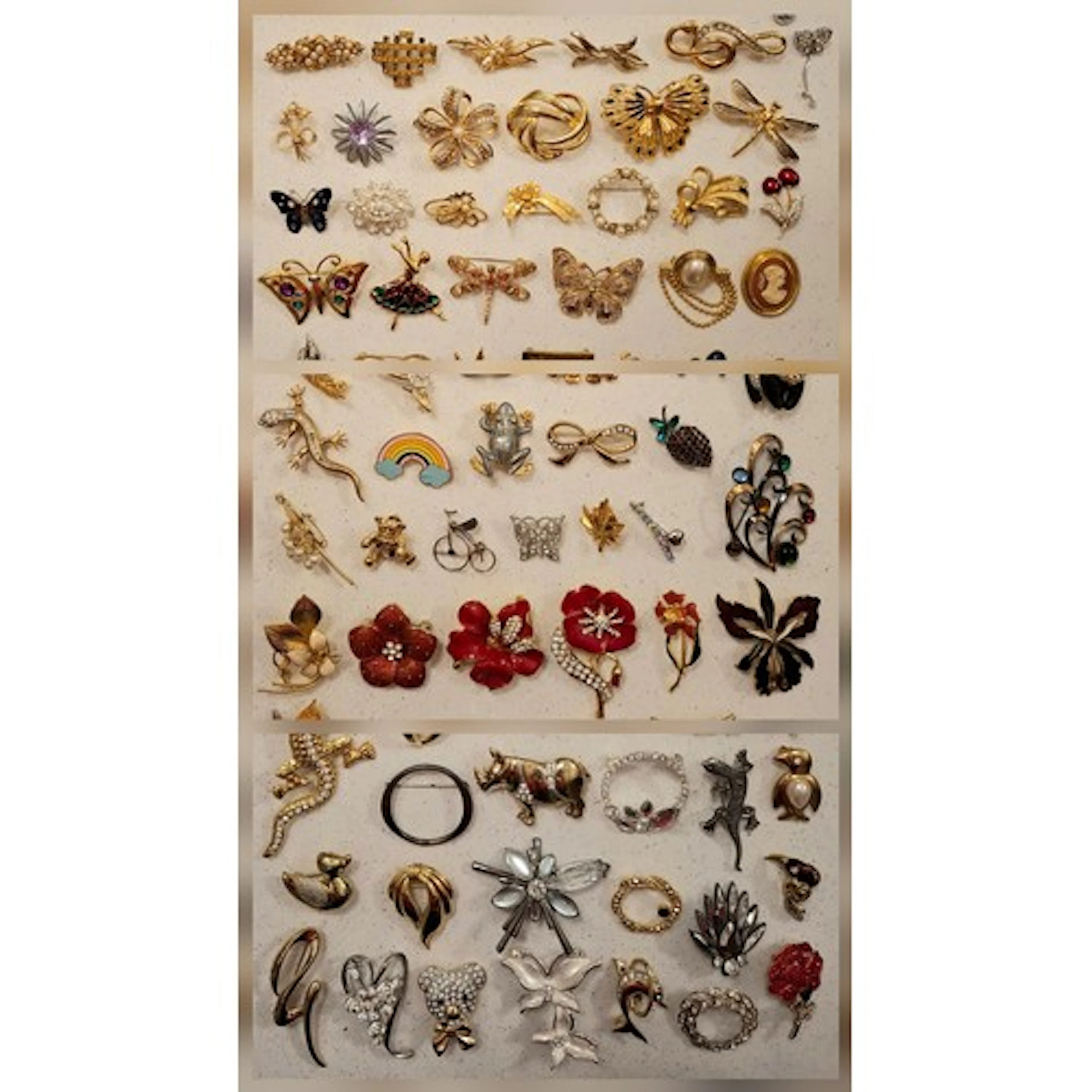 A collection of 1970's-90's brooches and earrings to include...