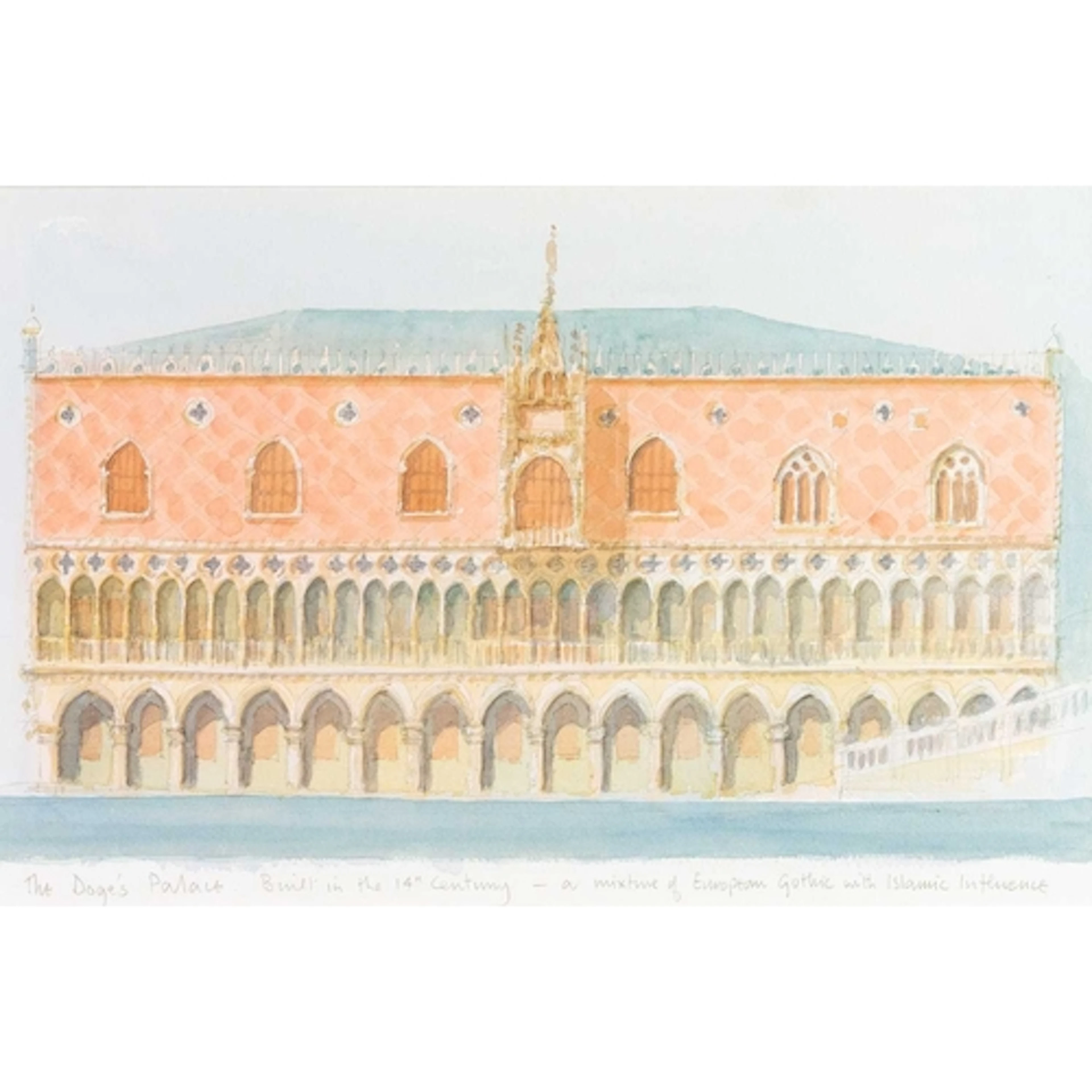 § John MILLER (1931-2002) Doge's Palace, Venice Watercolour,...