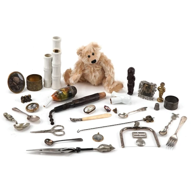 Antique and later objects including Georgian silver mustard ...