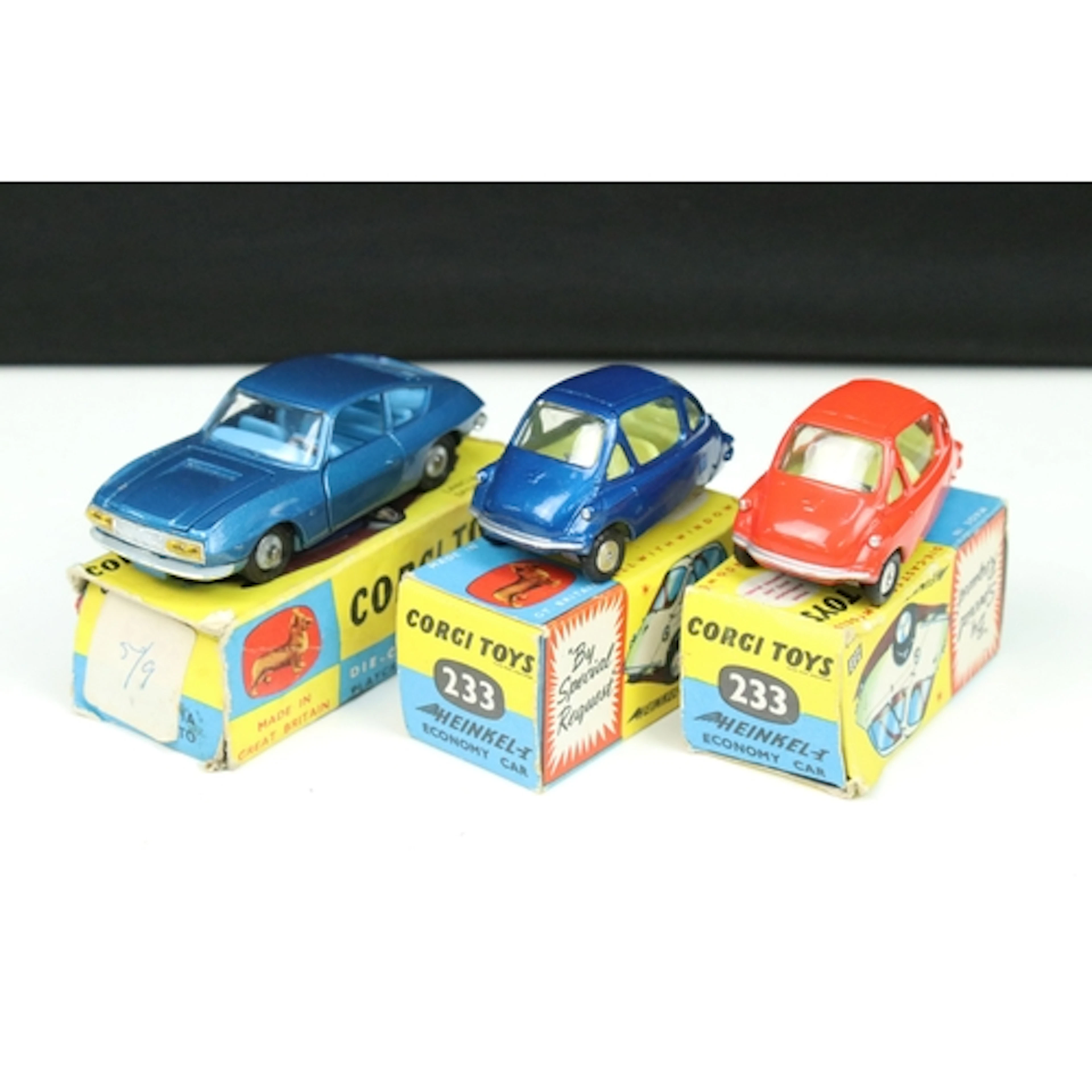 Three boxed Corgi diecast models to include 2 x 233 Heinkel ...