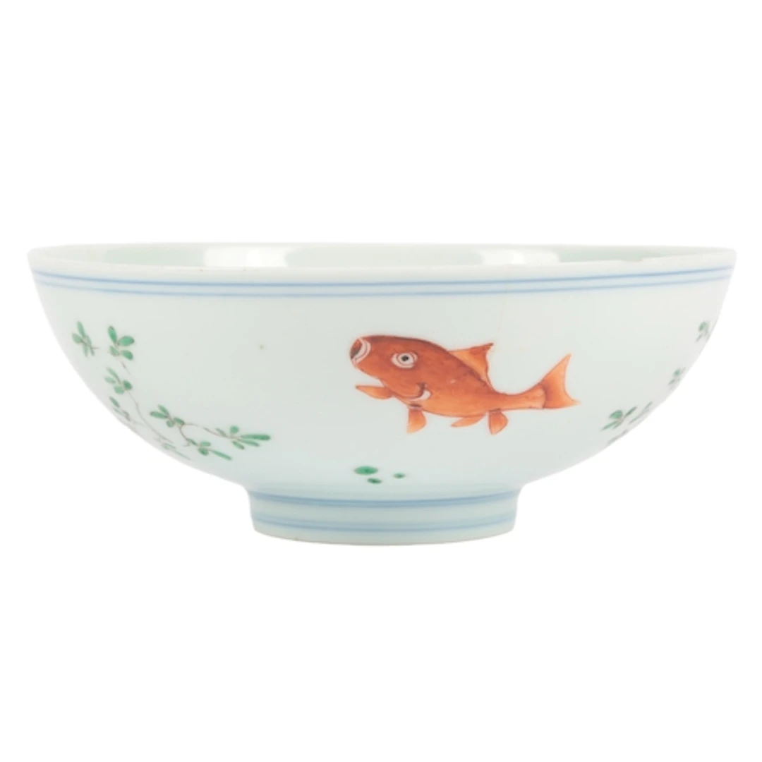 A Chinese iron red and green enamelled 'fish and waterweed' ...