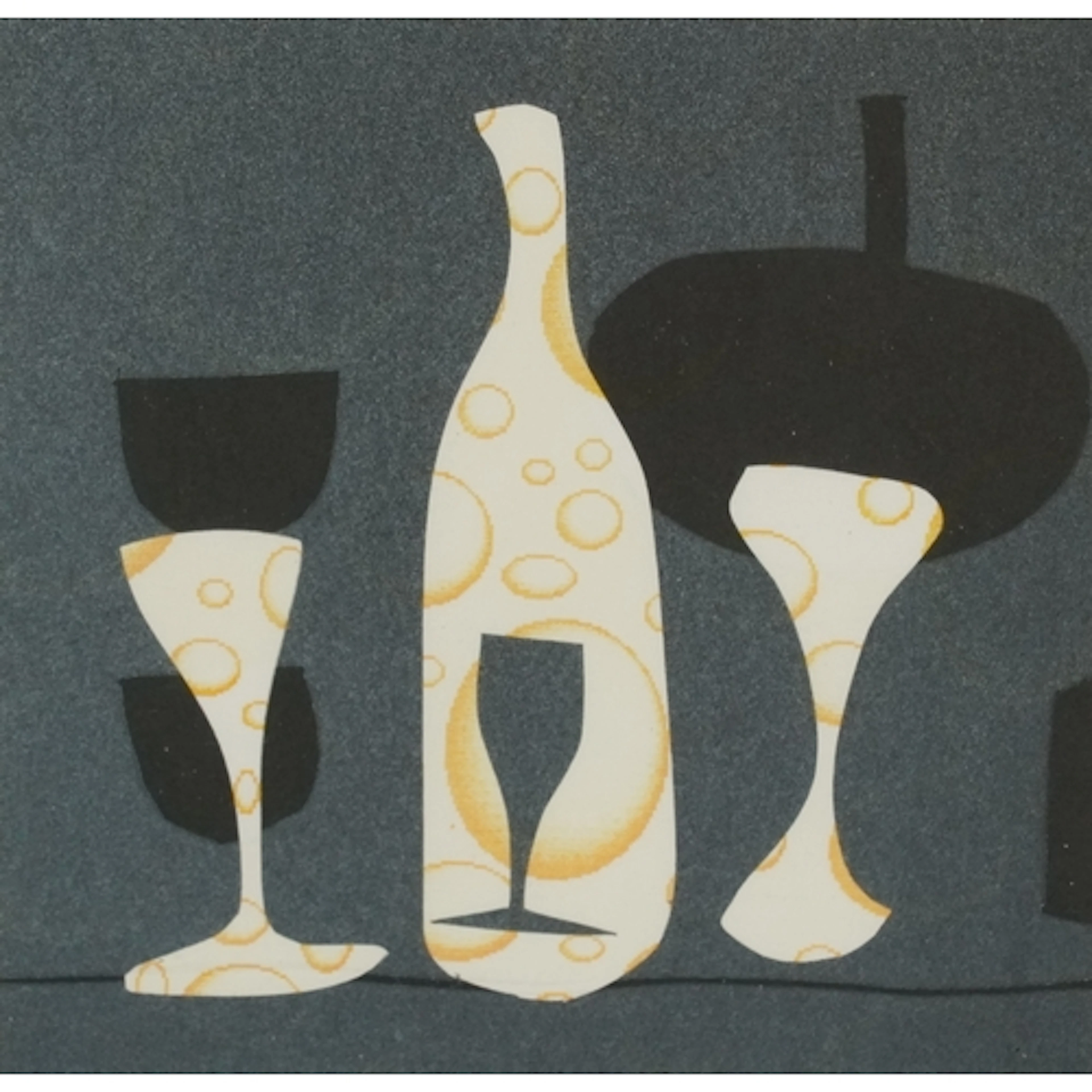 Abstract still life, mixed media on paper, indistinctly sign...