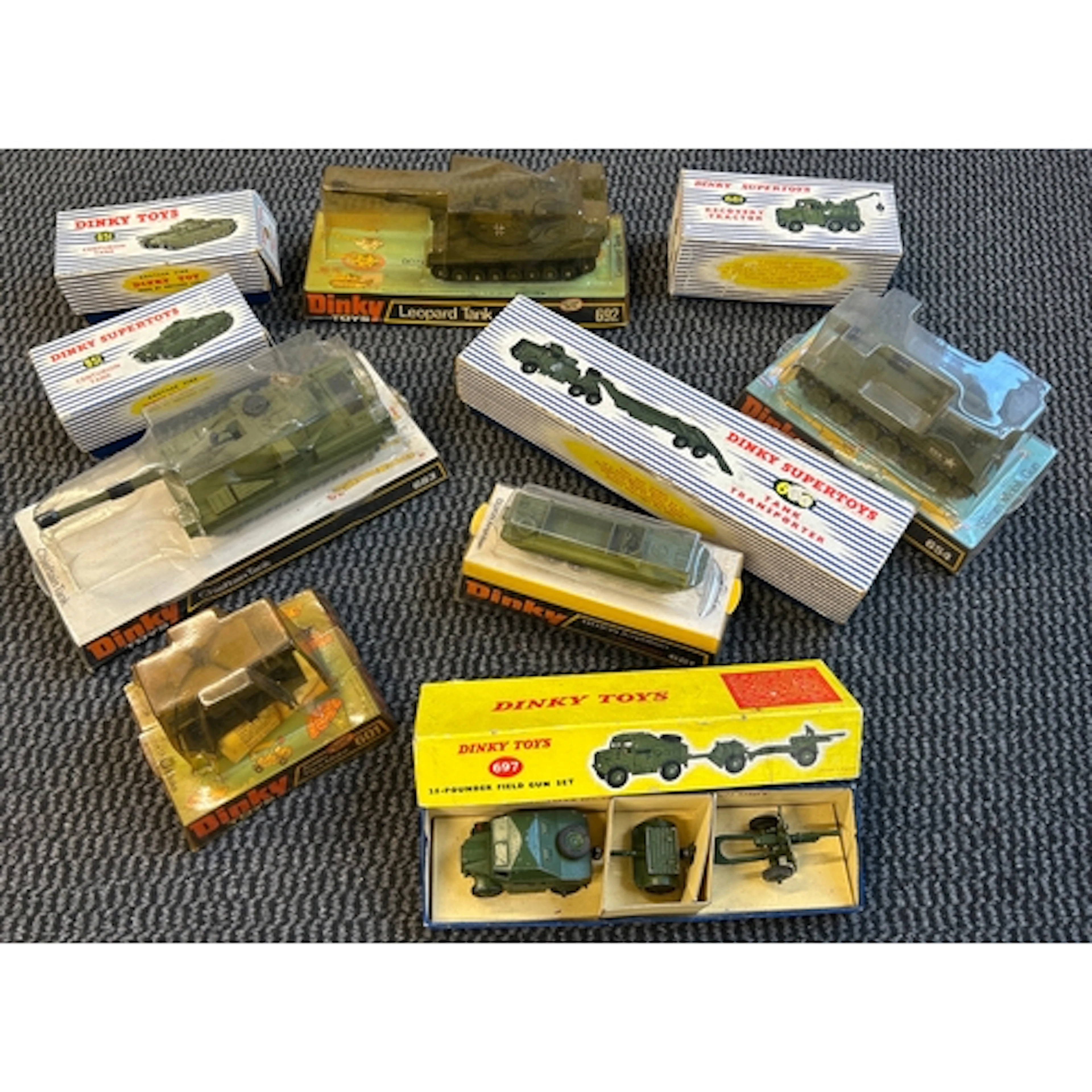 Dinky Military Toys. Antar Tank Transporter (660), 2x Centur...