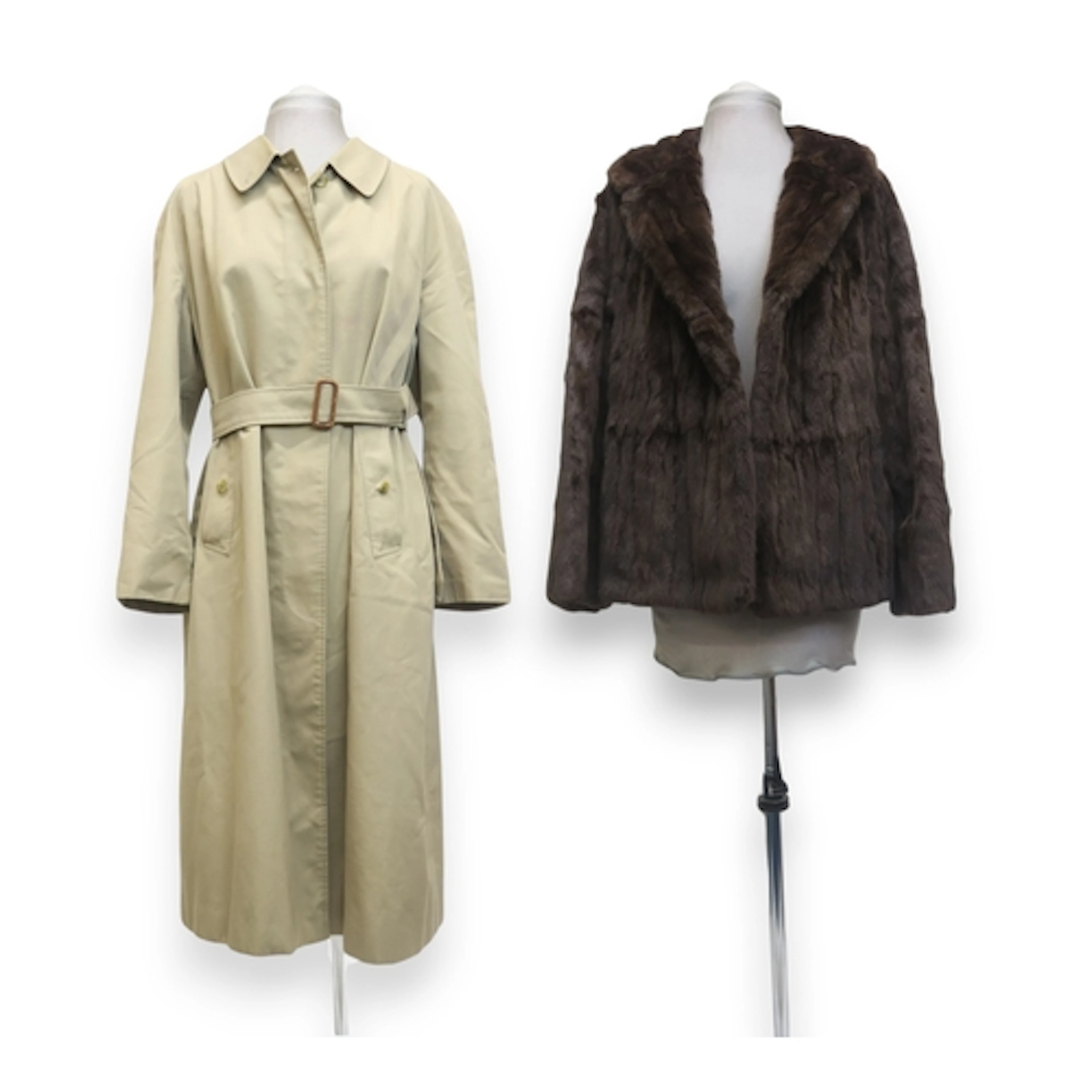 A vintage Burberry coat with raglan sleeves and slider belt,...