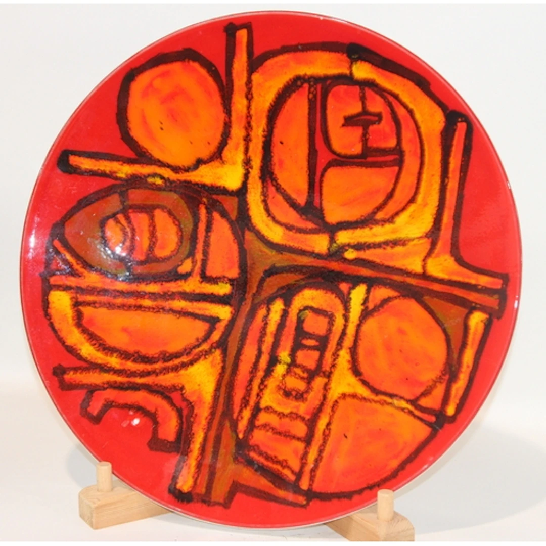 Poole Pottery shape 54 Delphis charger decorated by Carol Cu...