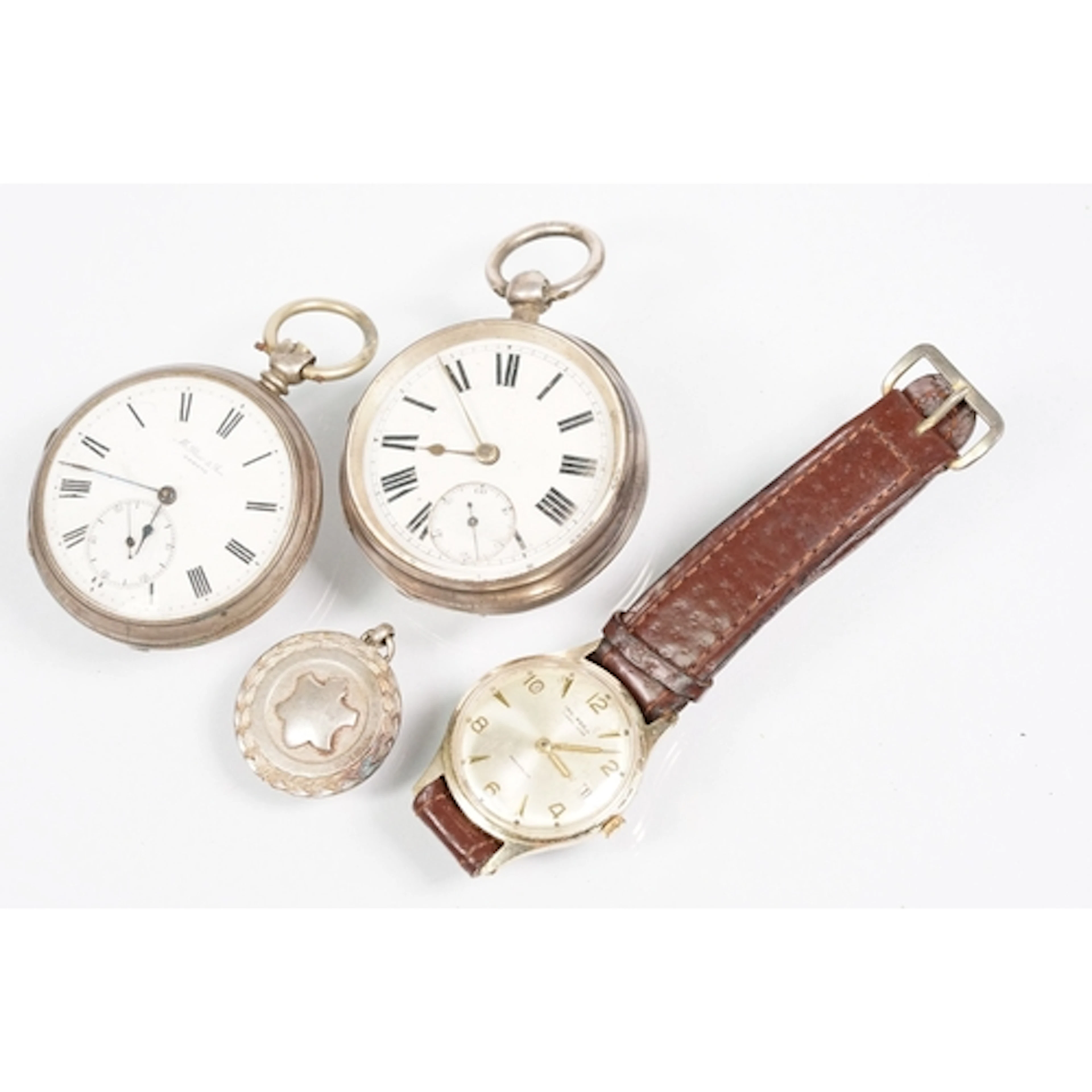 Group of watches to include two silver open face pocket watc...