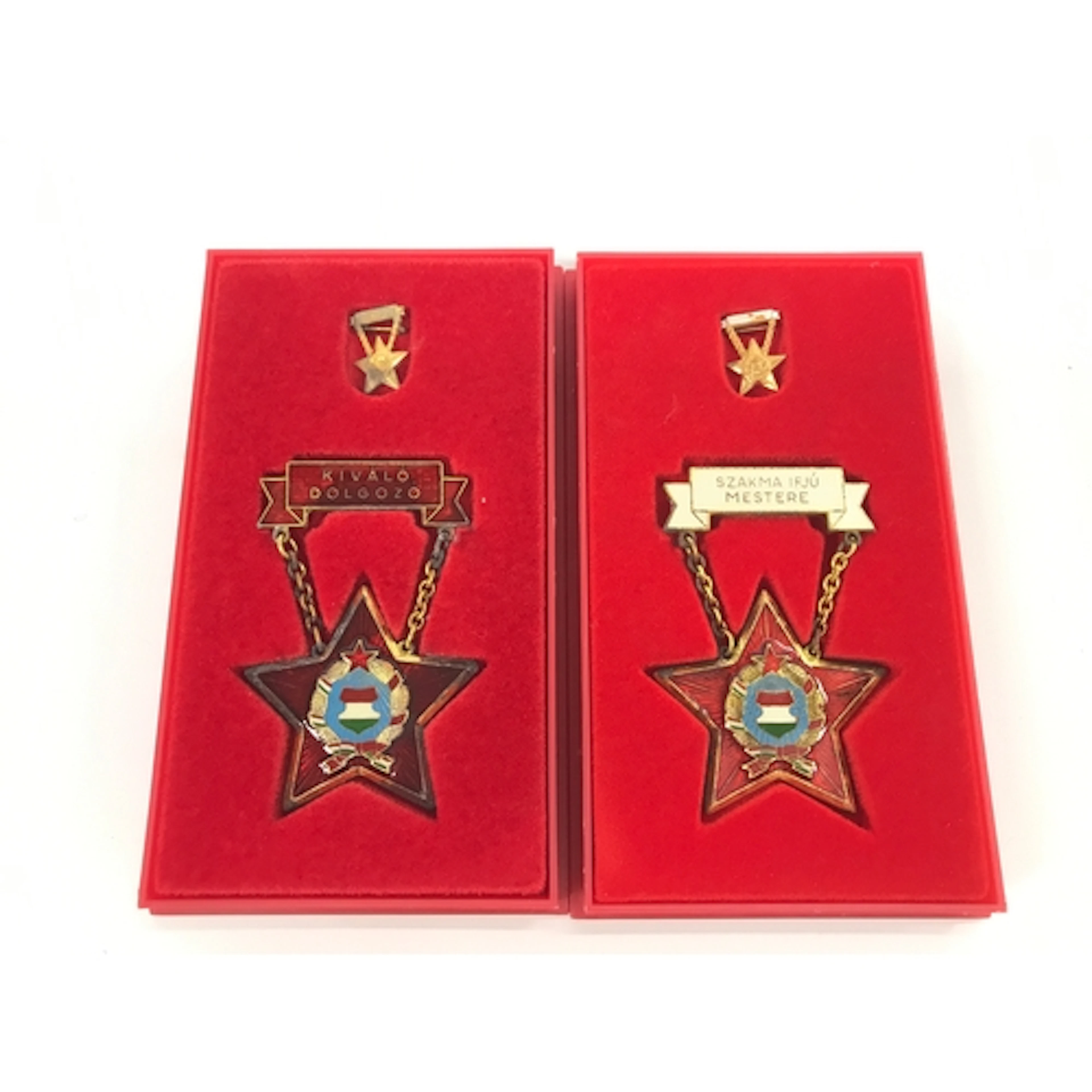 Two cased Hungarian Communist era labor awards from the Peop...