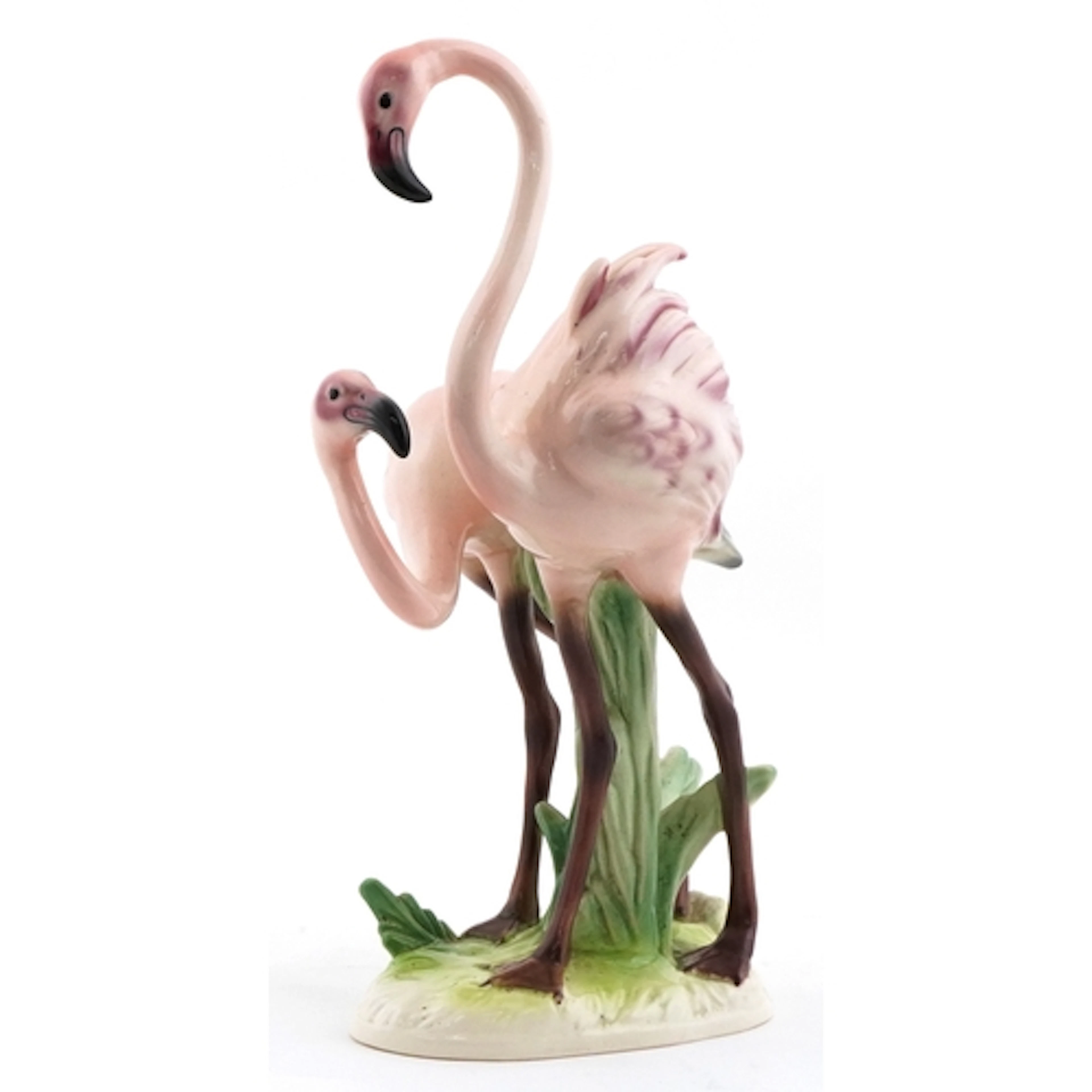 Goebel porcelain study of flamingos, 34cm high.