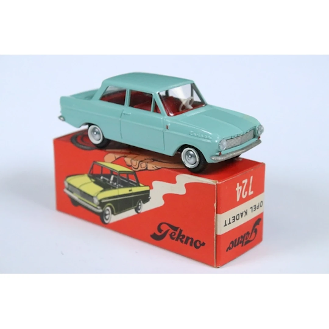 Boxed Tekno 724 Opel Kadett diecast model in pale blue and r...