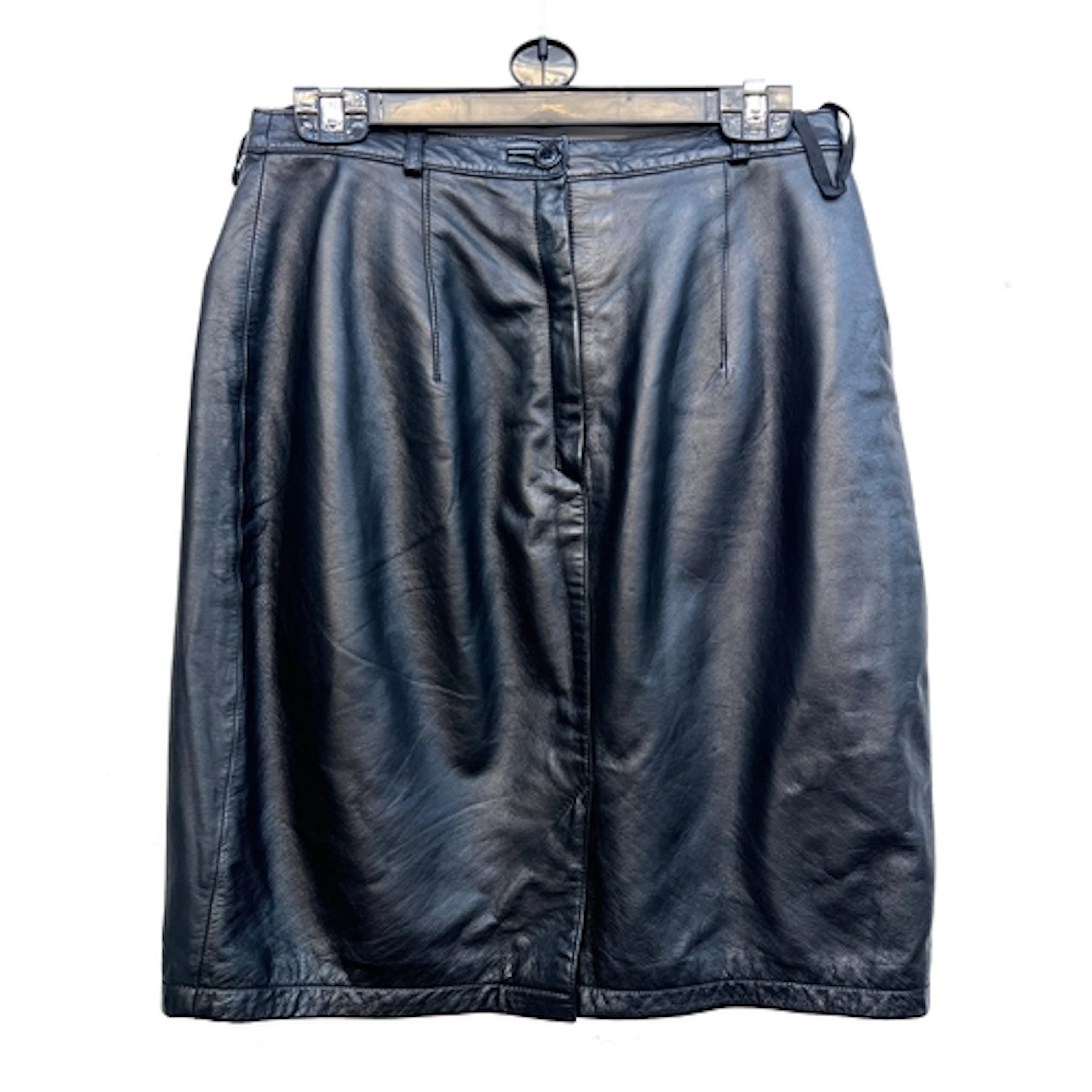 A Betty Barclay black leather skirt, size 14