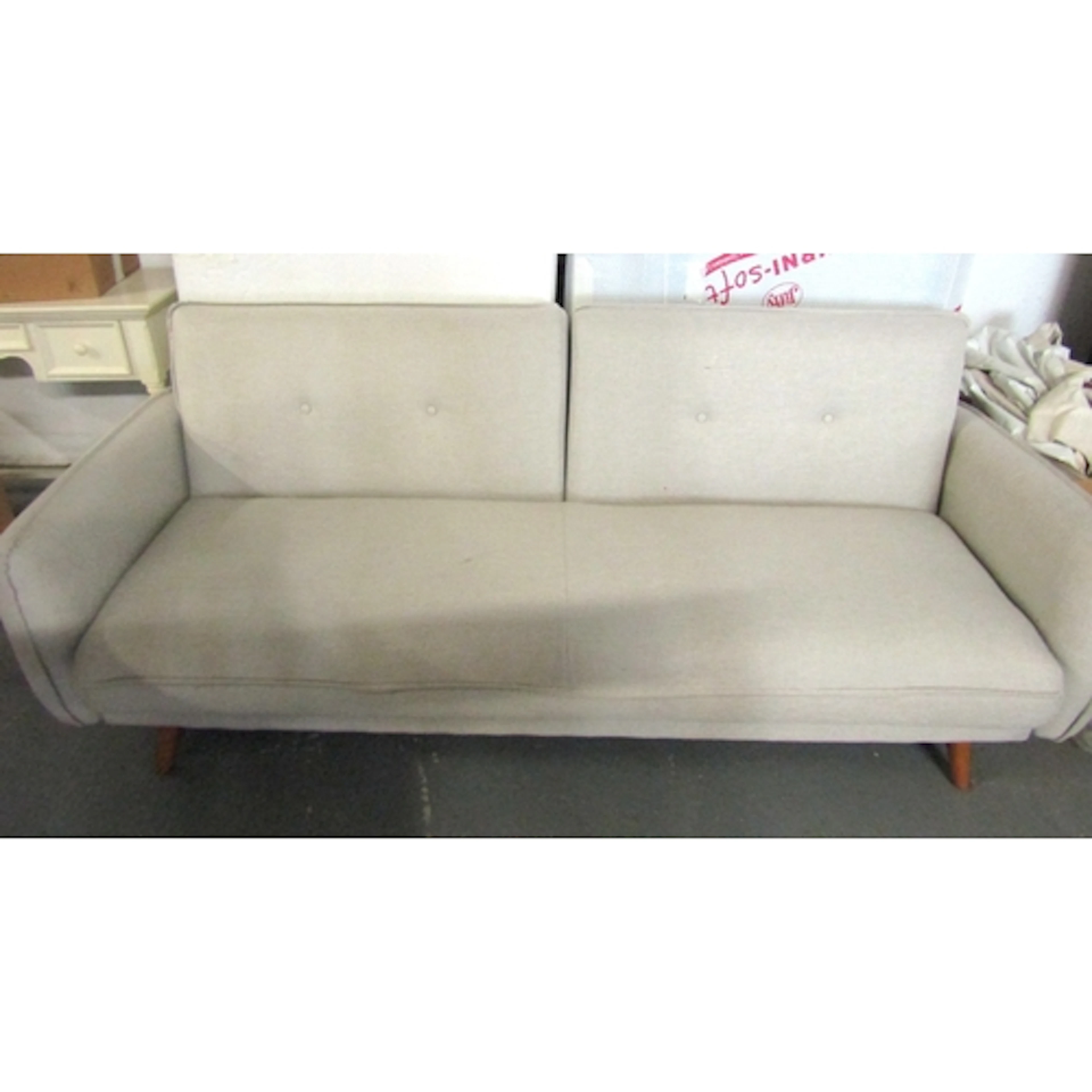 Designer Settee Restrained Form Tapering Hardwood Supports A...