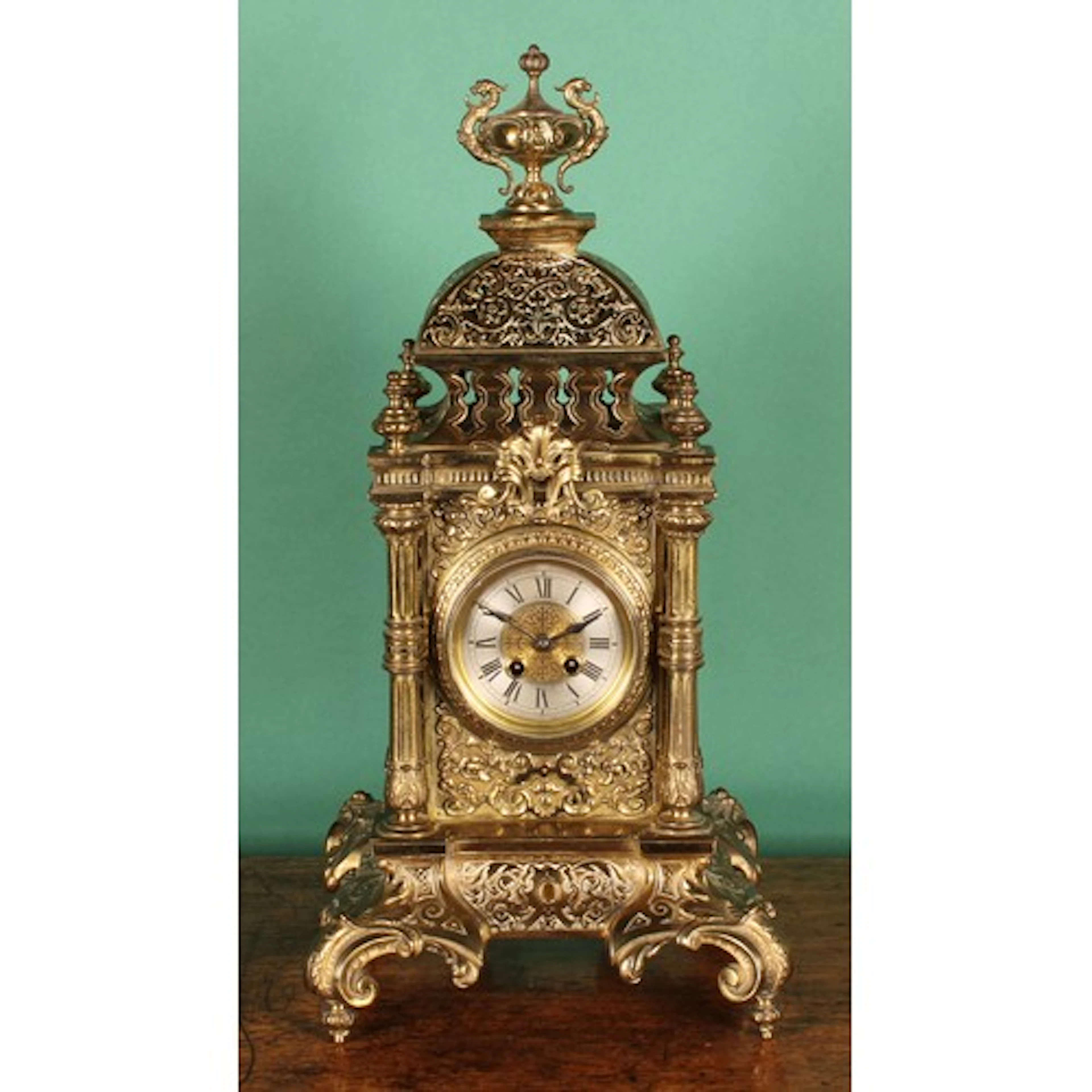 A 19th century Louis XIV Revival brass table or bracket cloc...