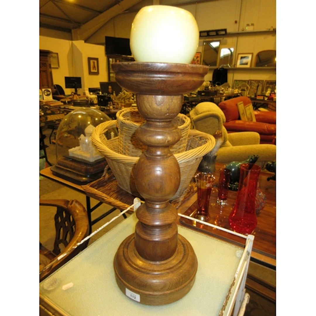 Turned Wood Candle Stand, 50cm h