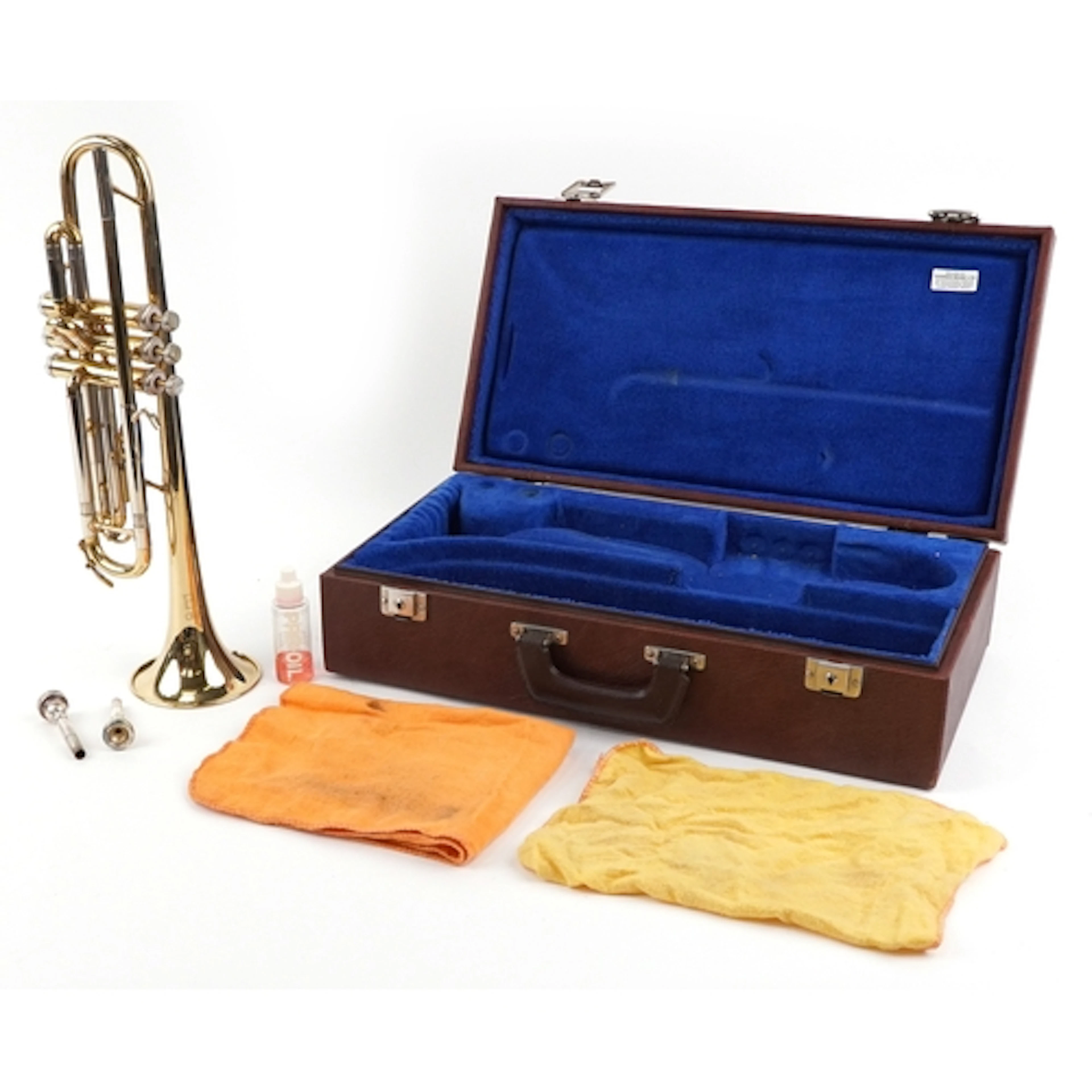 Vintage Barnes & Mullins Champion brass trumpet with fitted ...