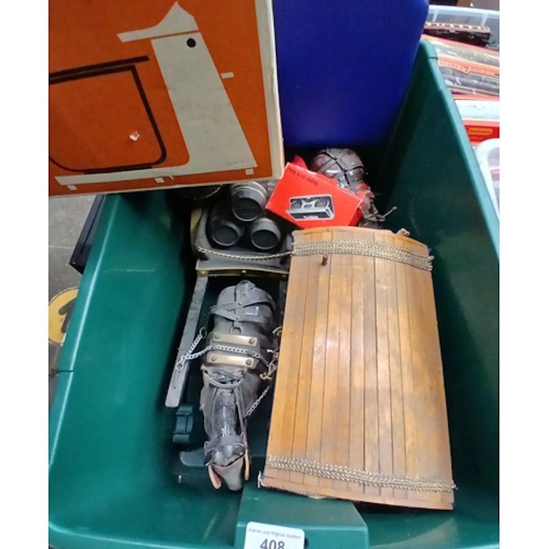 A mixed lot to include a shire horse and caravan, a shire ho...