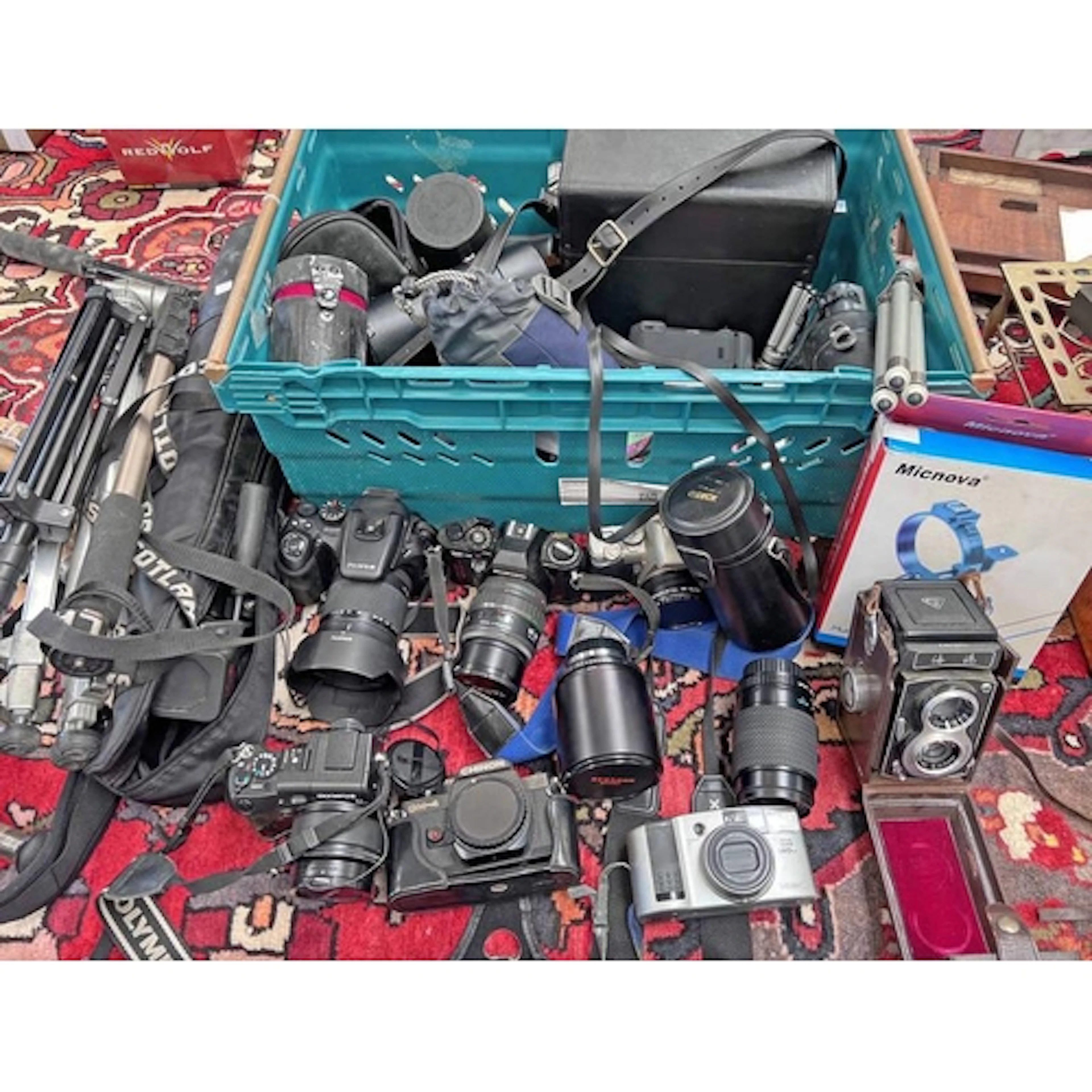 SELECTION OF CAMERAS & ACCESSORIES TO INCLUDE TRIPODS MONOPO...