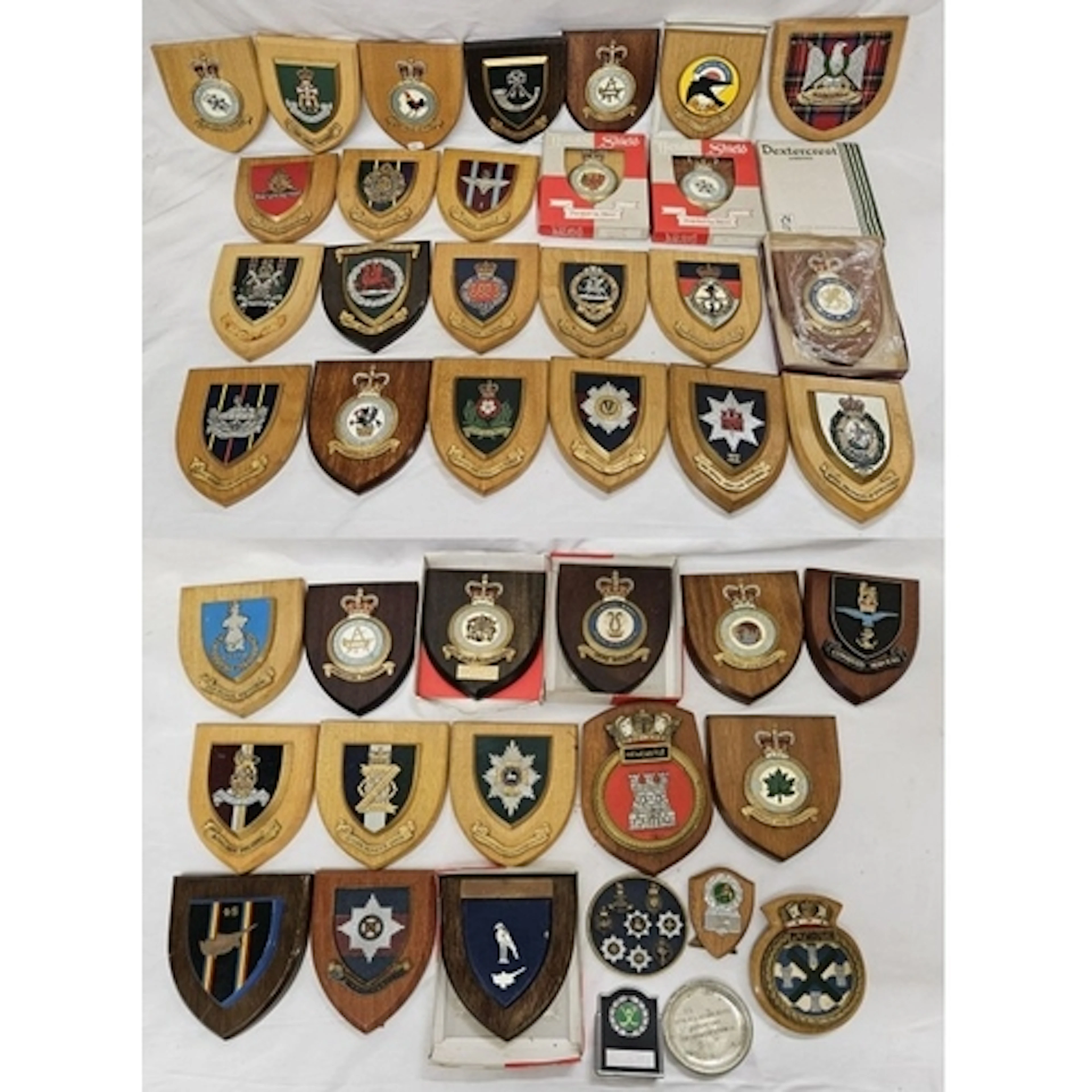 Large Quantity Military Wooden Backed Shields incl. The Roya...