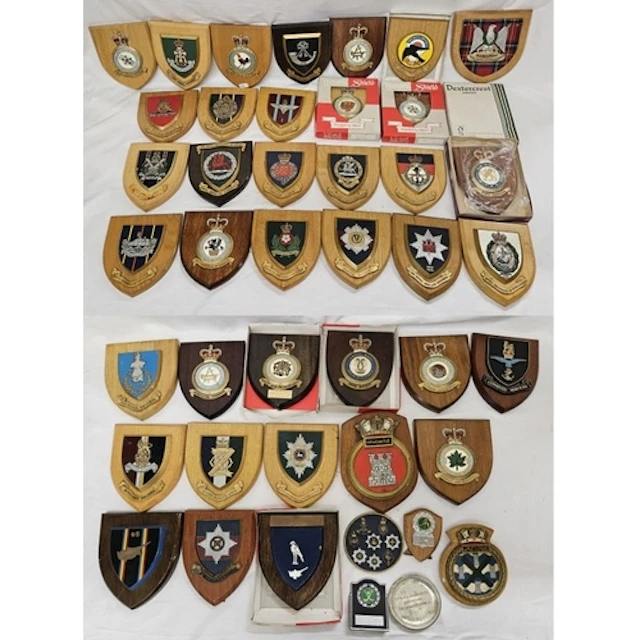 Large Quantity Military Wooden Backed Shields incl. The Roya...