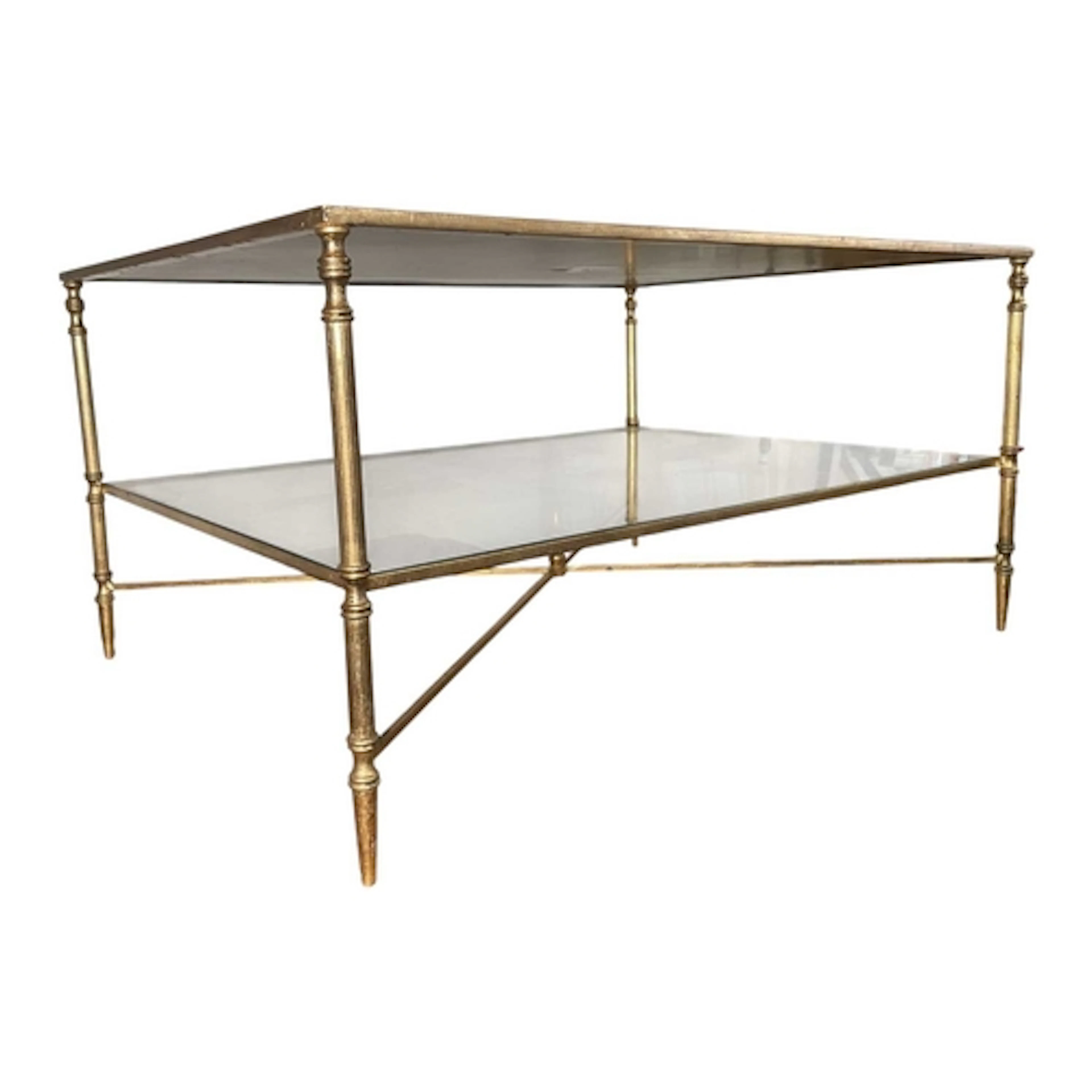 A Hollywood Regency Revival mirrored top and gilt metal low ...