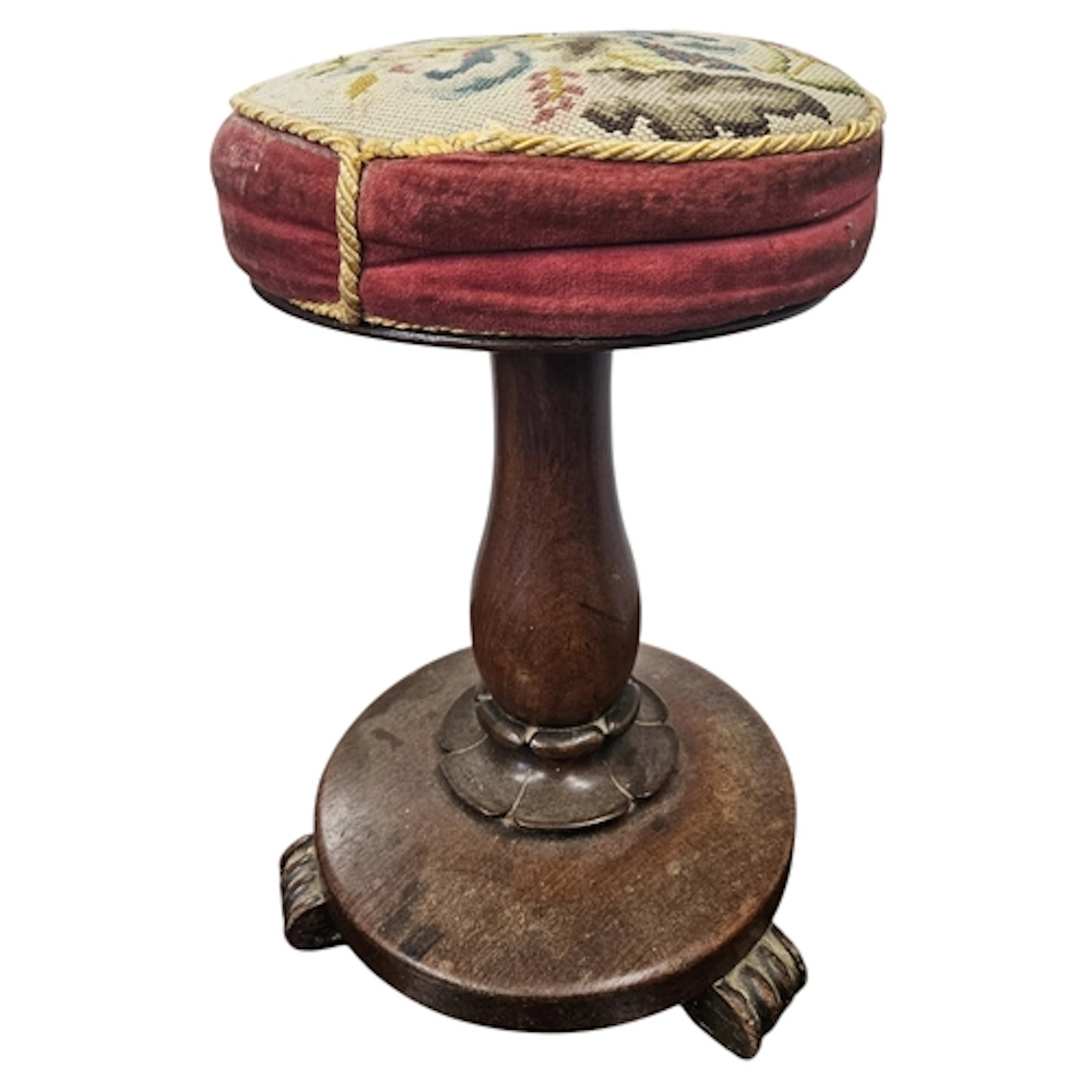 A 19th Century Mahogany rise and fall piano Stool. D 32 x H ...