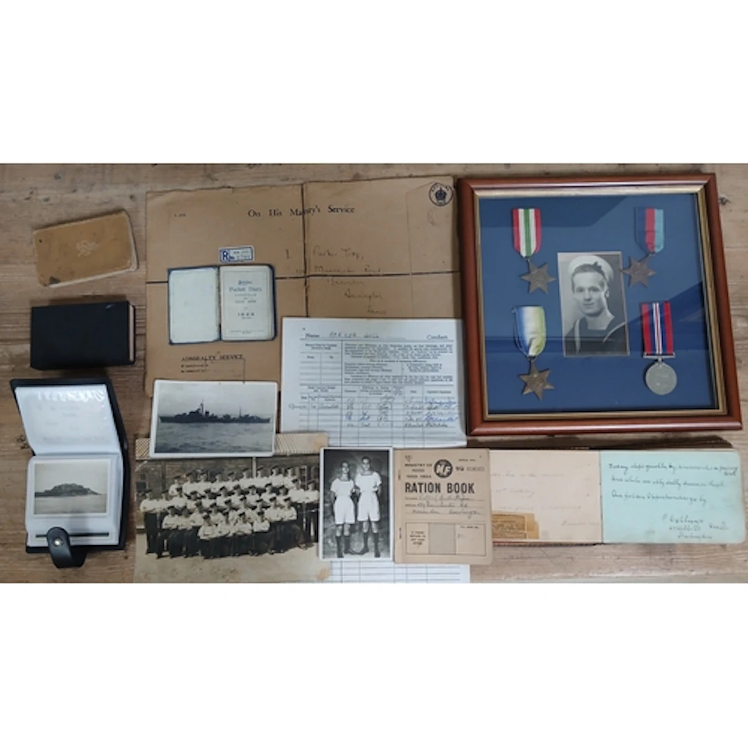 WWII medal group awarded to Leslie Parker and associated eph...