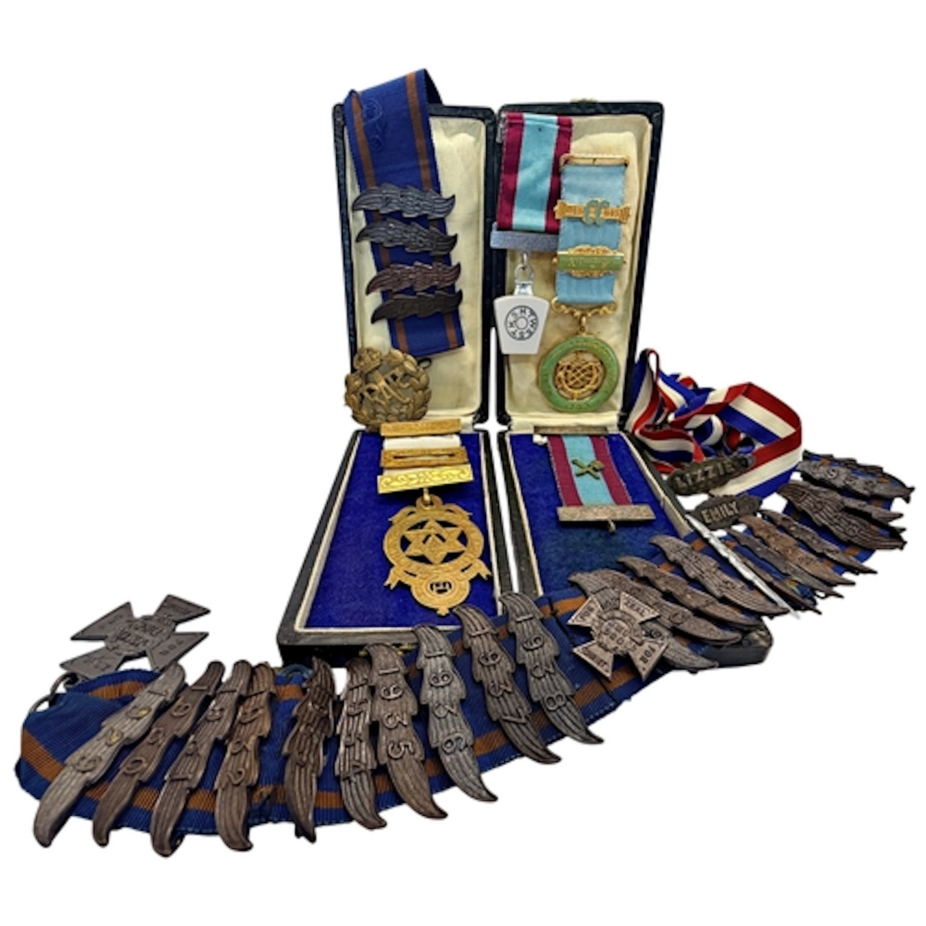 A collection of Masonic, military and other medals and badge...