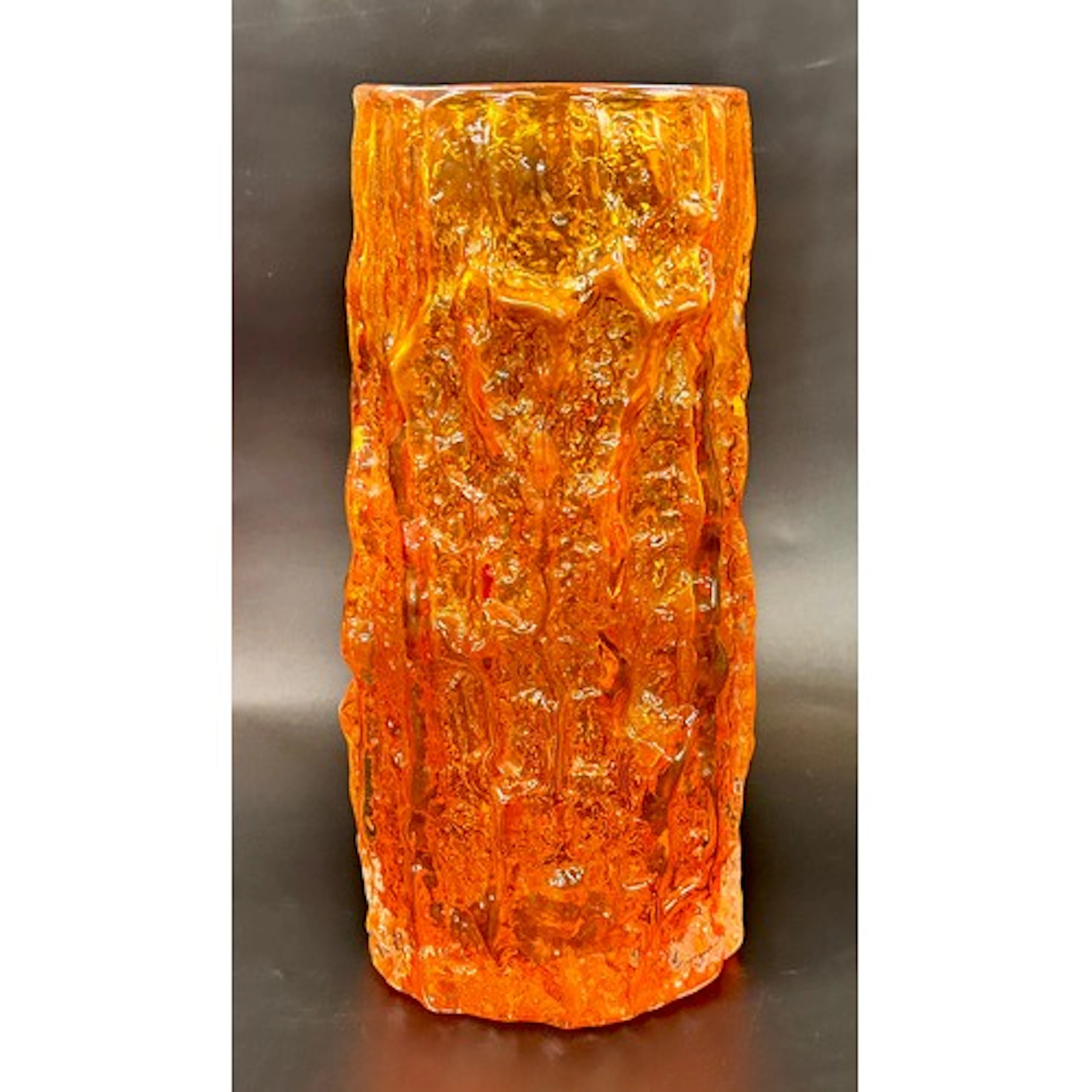 Geoffrey Baxter for Whitefriars; a textured glass Tangerine ...