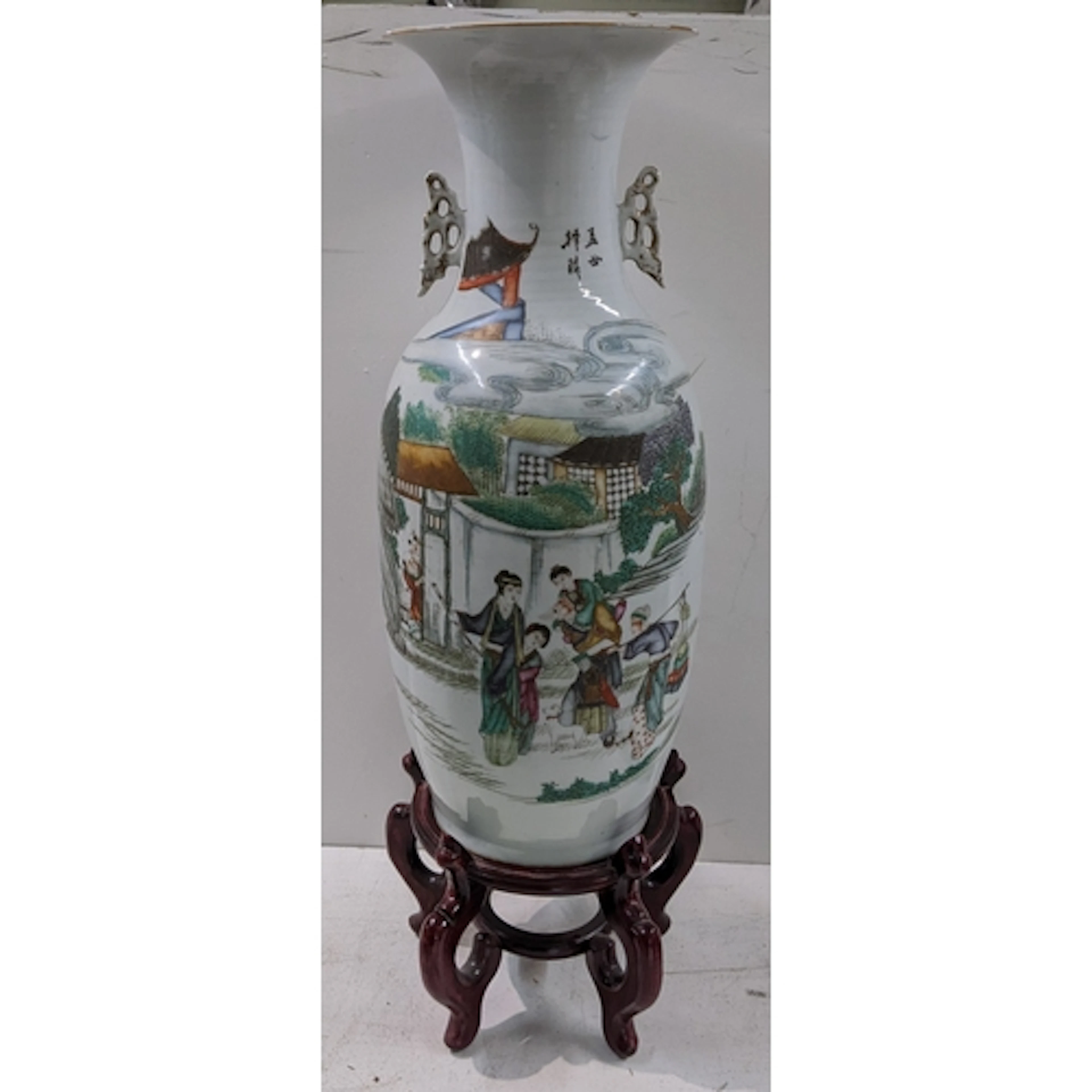 A large 20th century Chinese porcelain famille rose vase, pa...