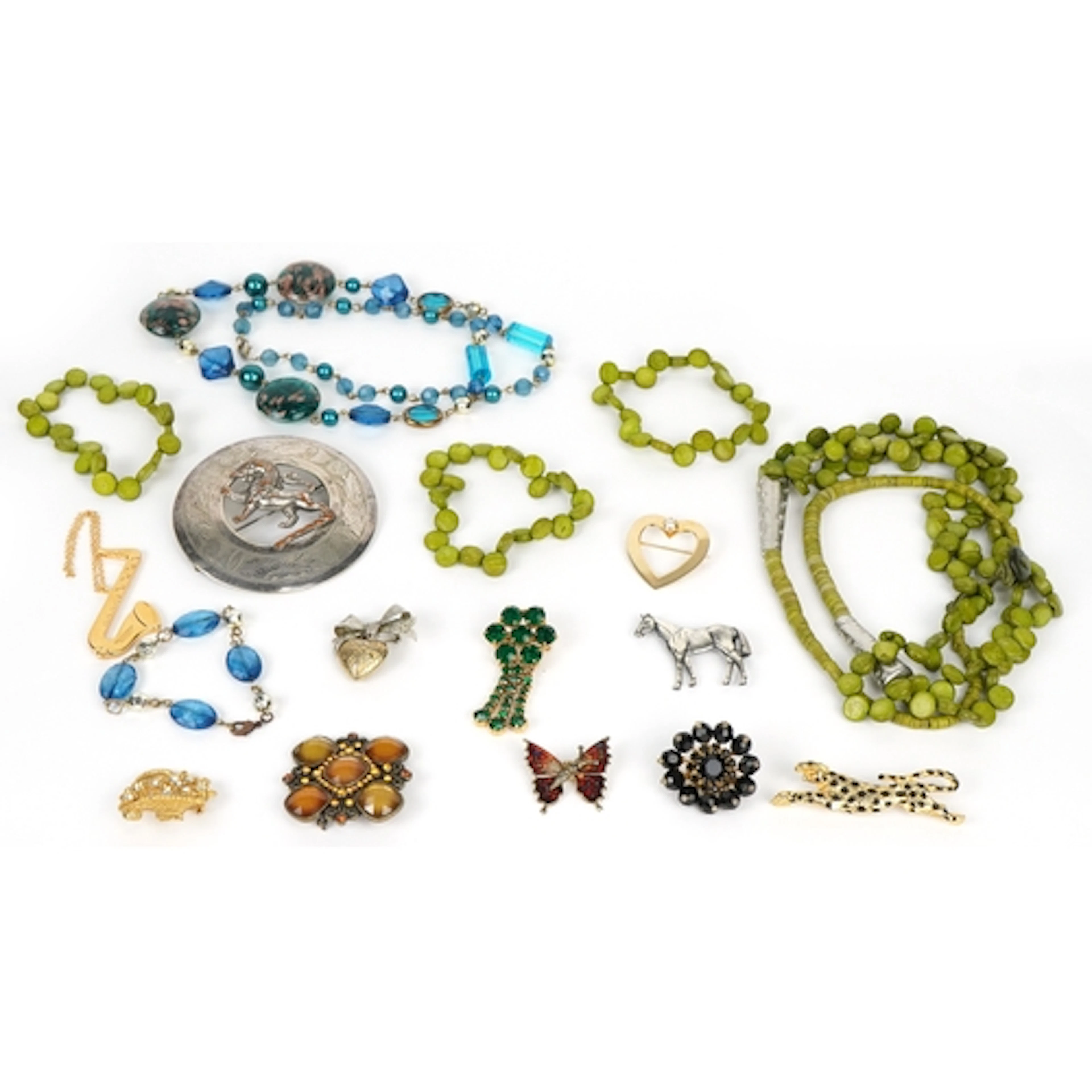 Vintage and later jewellery including a large white metal Sc...