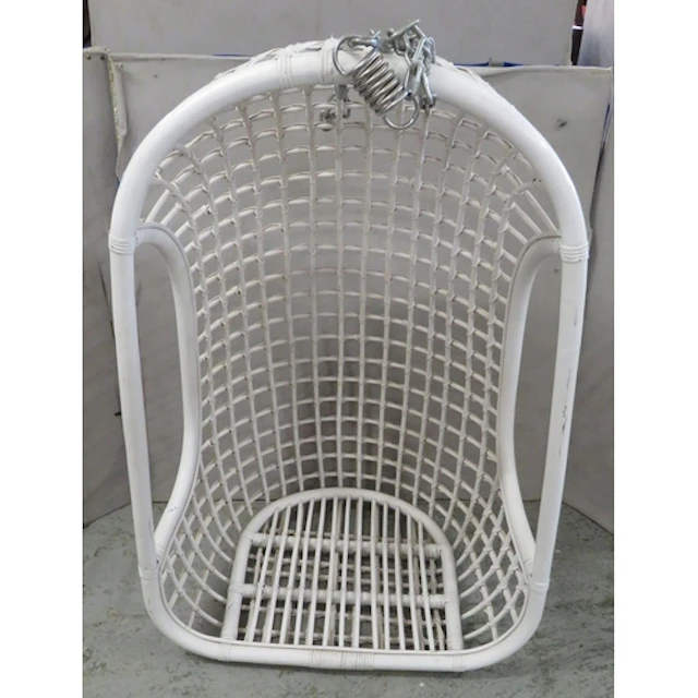 White Painted Rattan Hanging Egg Chair, top hanging chain & ...