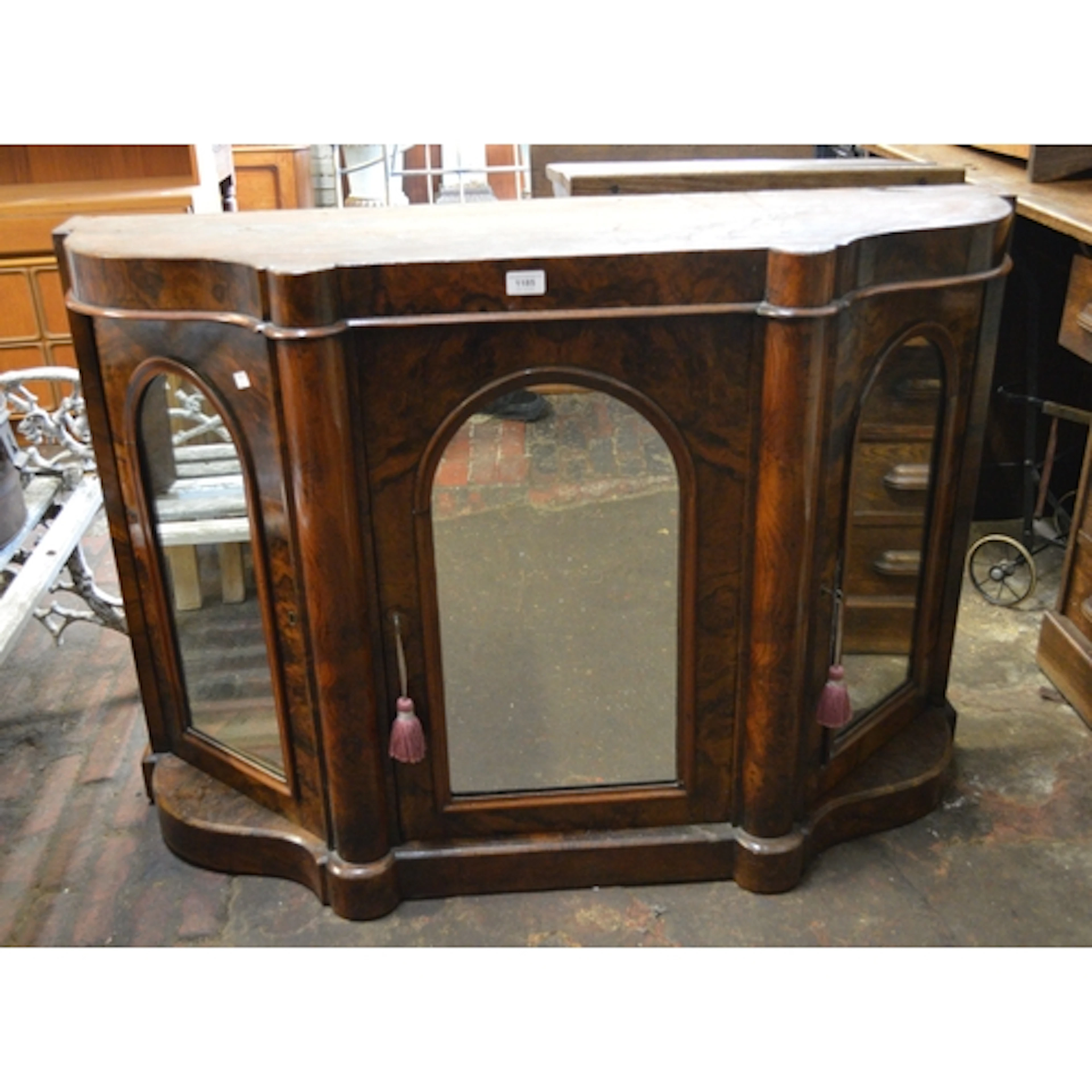 Victorian figured walnut chiffonier, the top above a central...