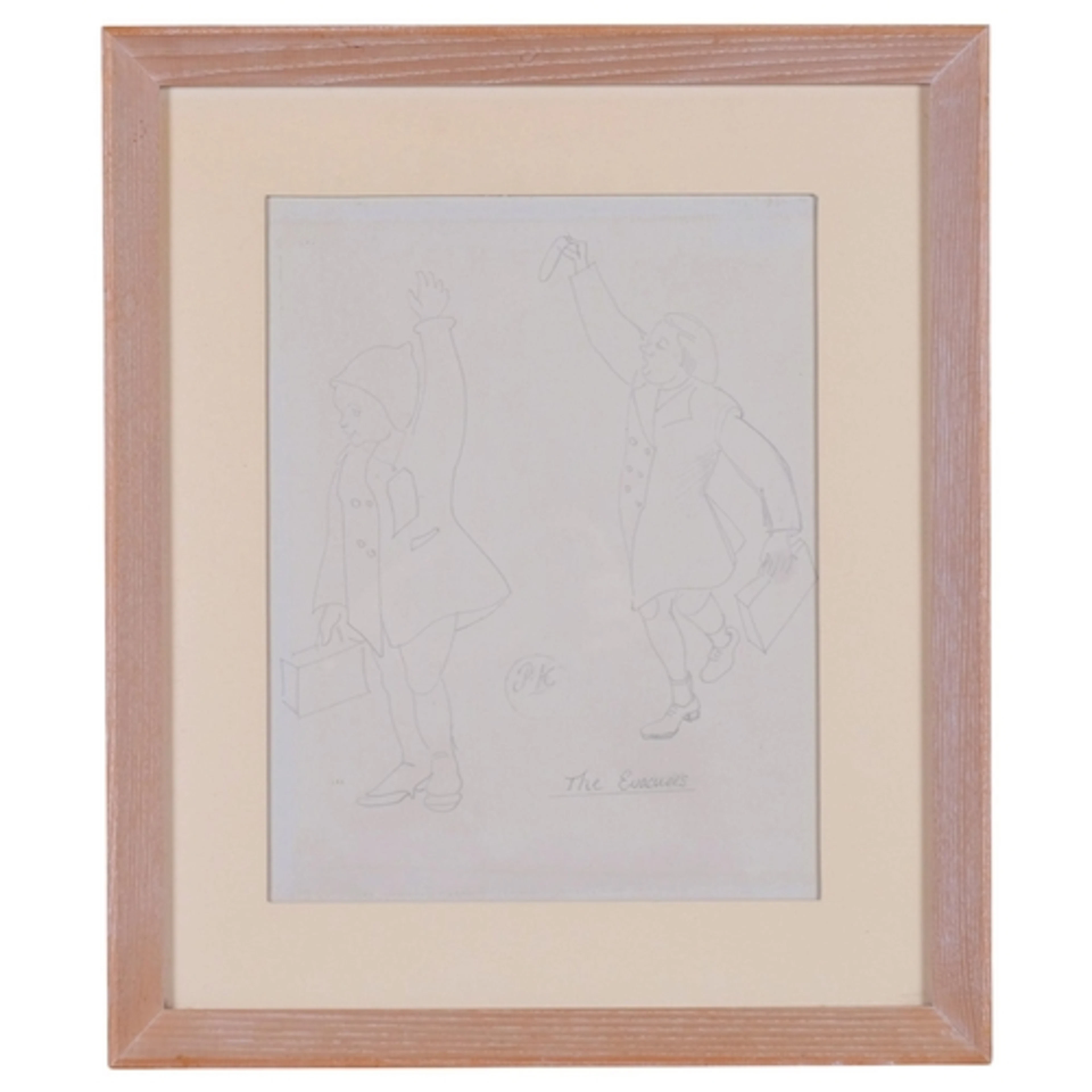 The Evacuees, pencil drawing, signed with monogram PK, 27cm ...