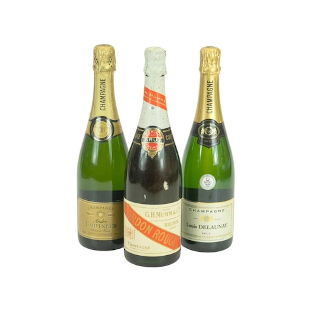 Three bottles Champagne. One bottle of G.H. Mumm & Co Cordon...