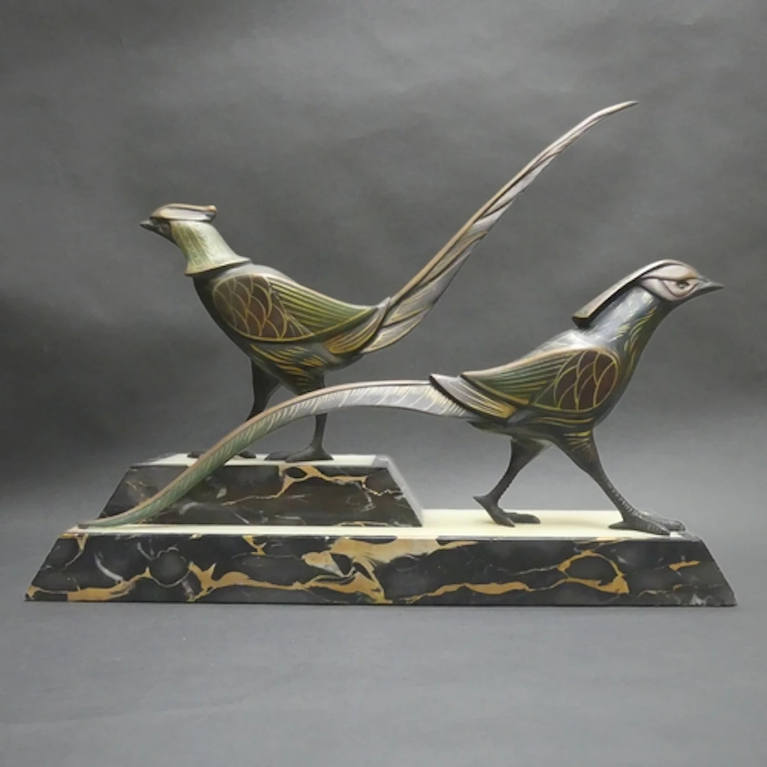 A large and impressive Art Deco bronze sculpture on stepped ...