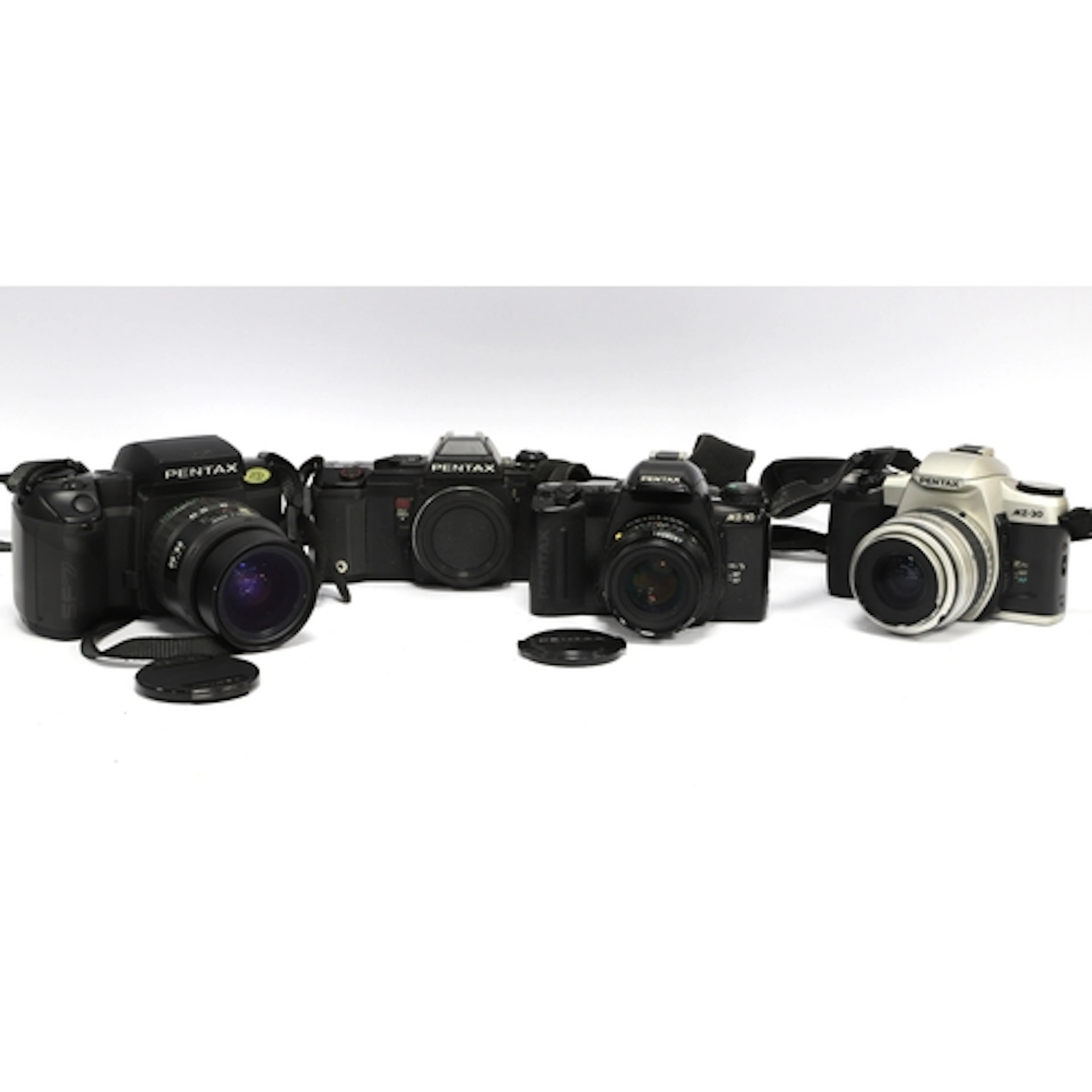 Pentax 35mm SLR Film Cameras to include MZ-10 with attached ...