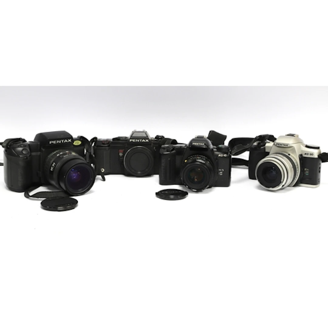 Pentax 35mm SLR Film Cameras to include MZ-10 with attached ...