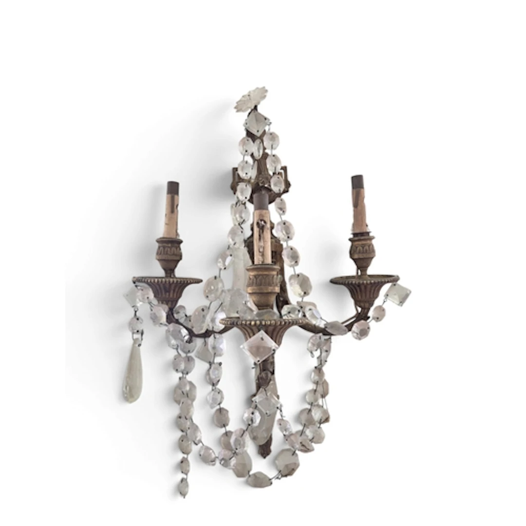 A good pair of late 19th early 20th Century Ormolu and Cryst...