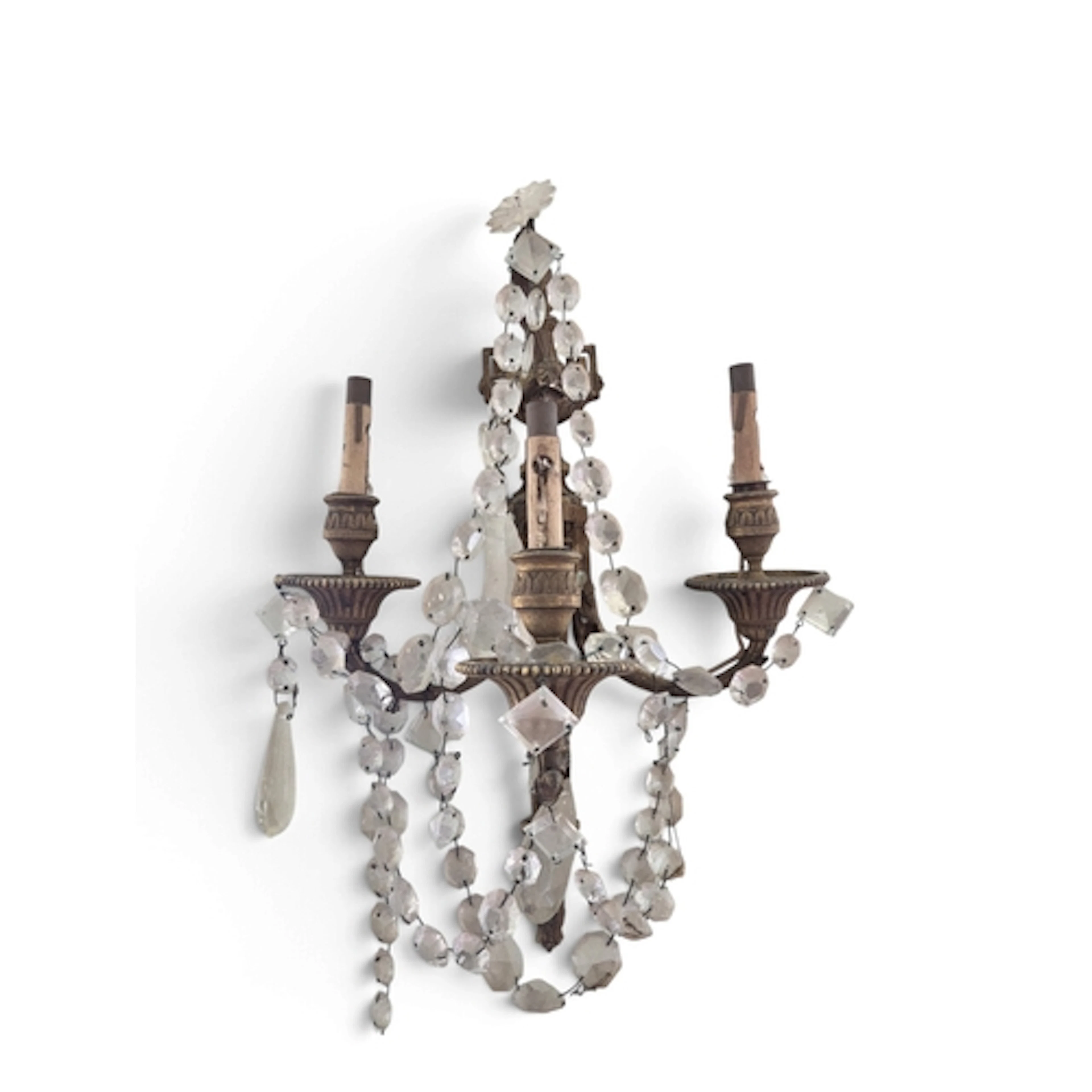 A good pair of late 19th early 20th Century Ormolu and Cryst...