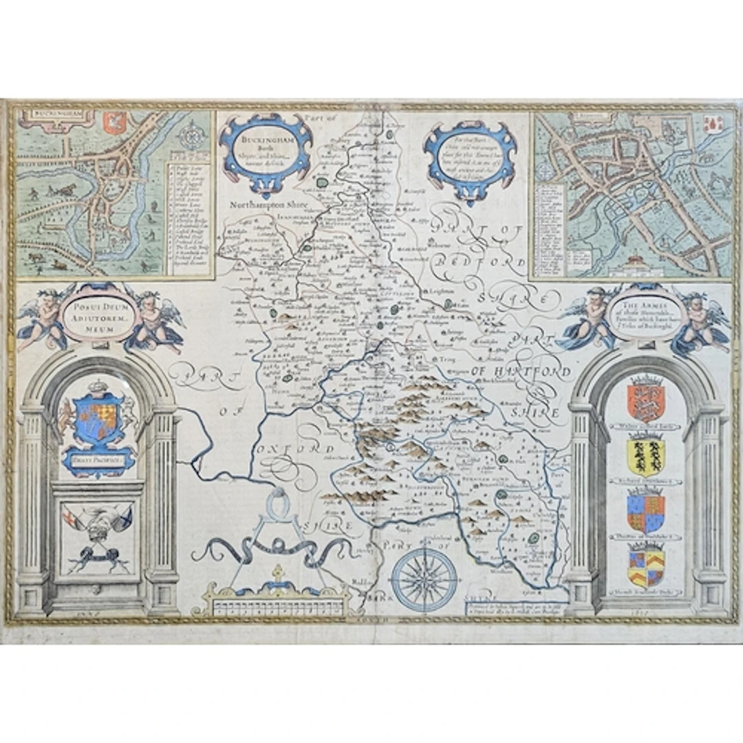 JOHN SPEED, 1552 - 1629, A 17TH CENTURY HAND COLOURED MAP EN...
