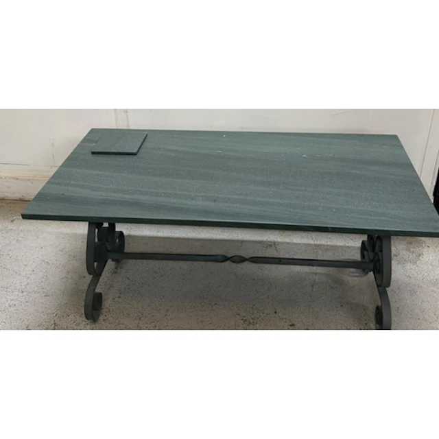 Polish slate topped coffee table on wrought iron frame H46cm...