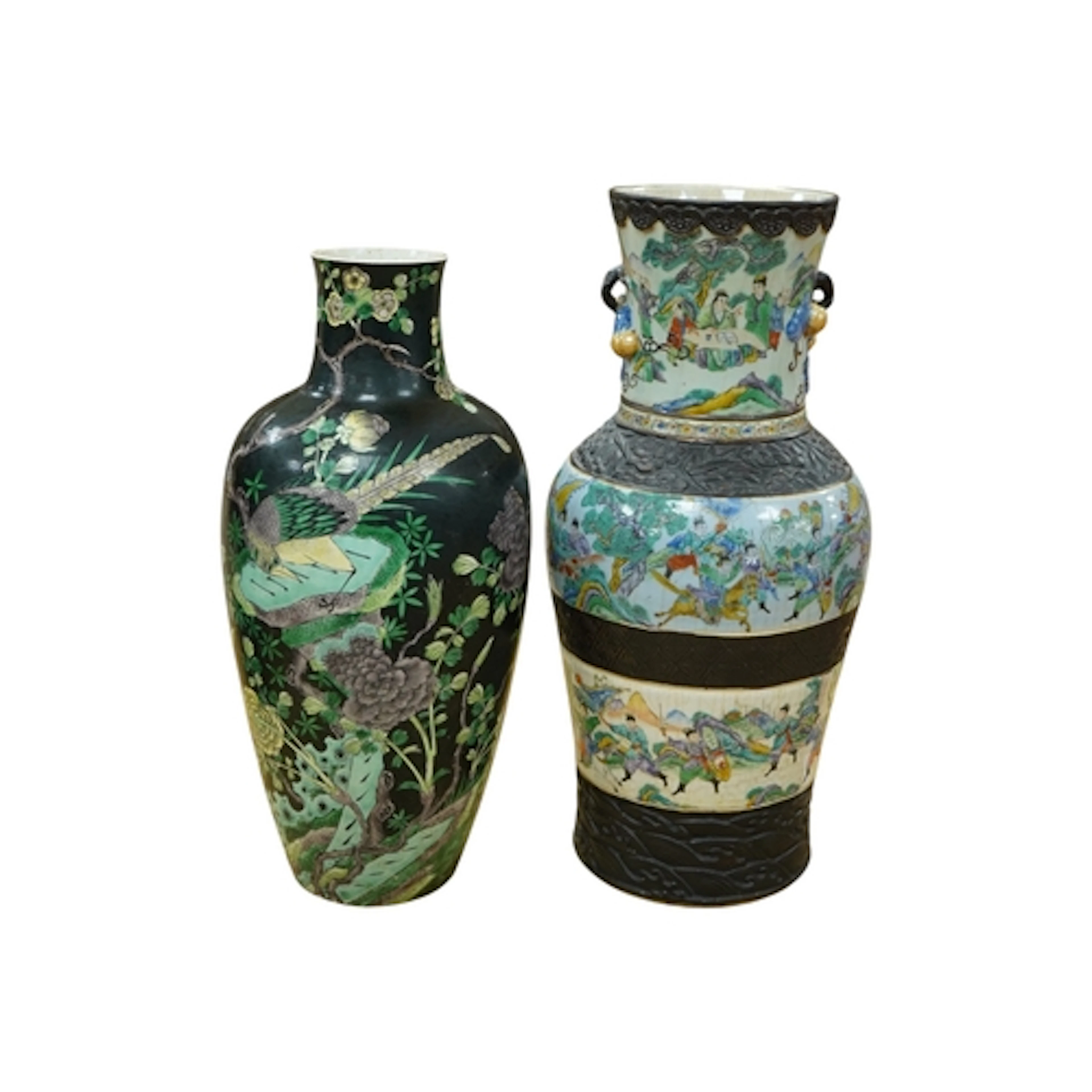 Two 19th century Chinese enamelled porcelain vases with deco...