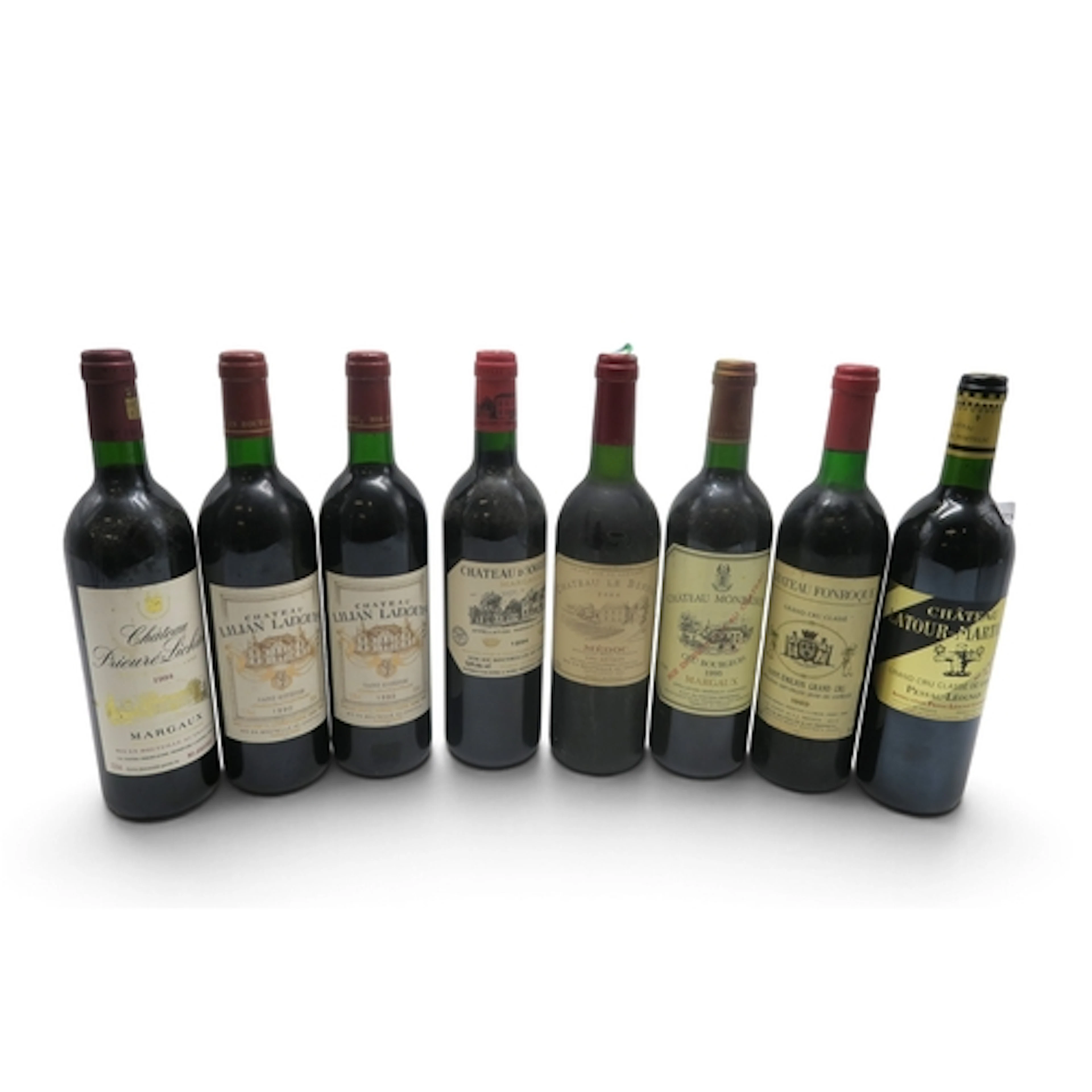BORDEAUX - Eight Bottles of red wine from across the Bordeau...