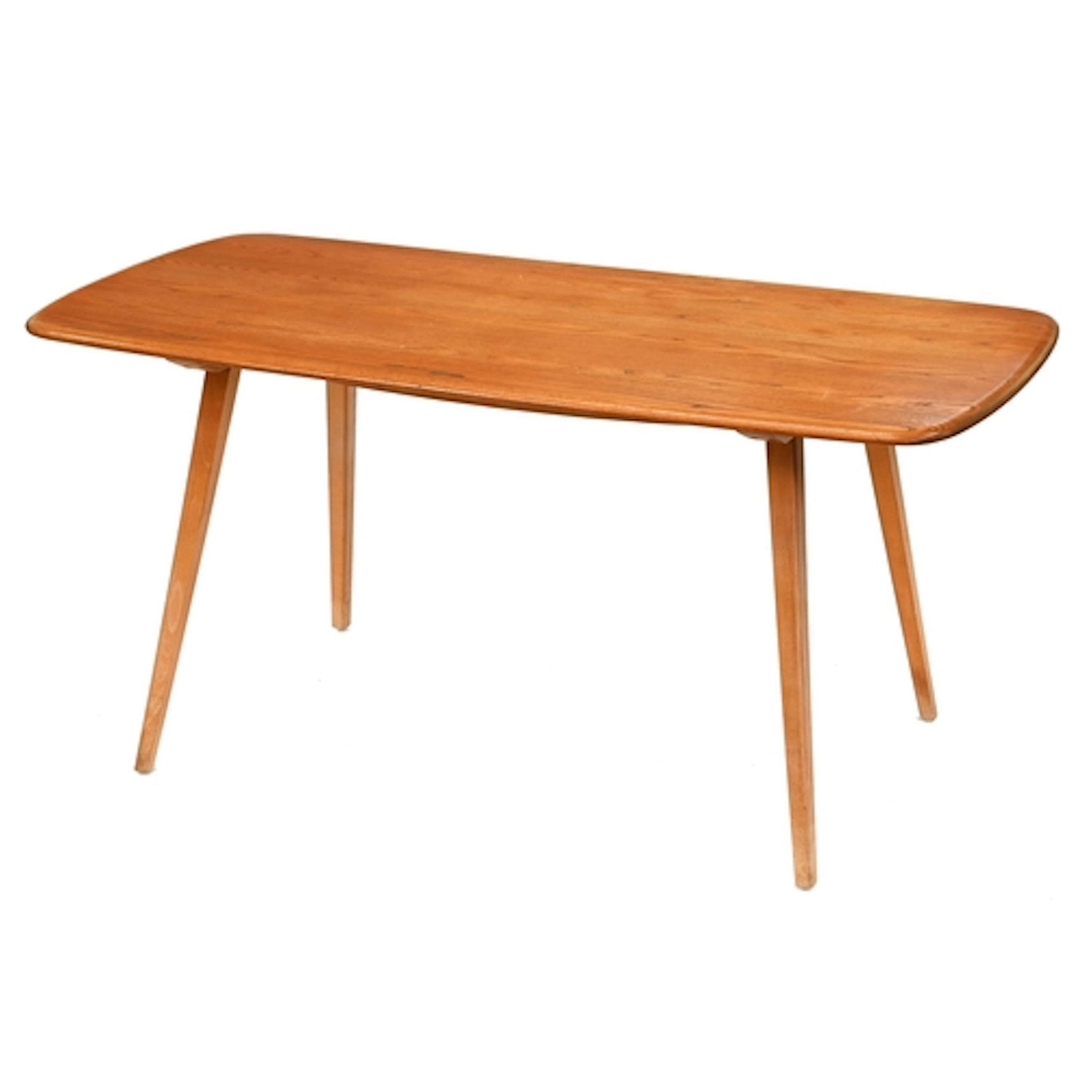An Ercol elm and beech Windsor dining table, c1970, 71c...