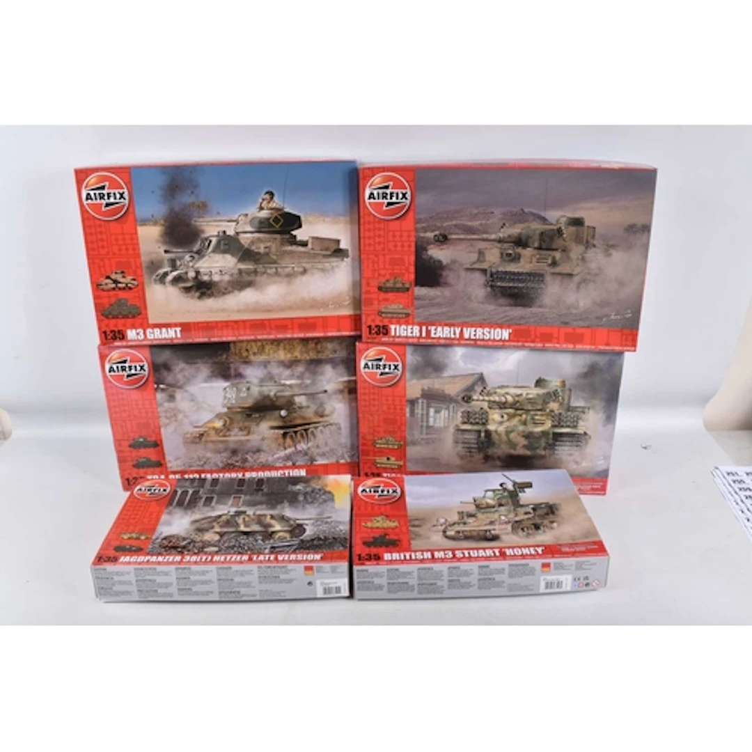 SIX AIRFIX 1:35 SCALE MODEL KITS, to include a British M3 St...