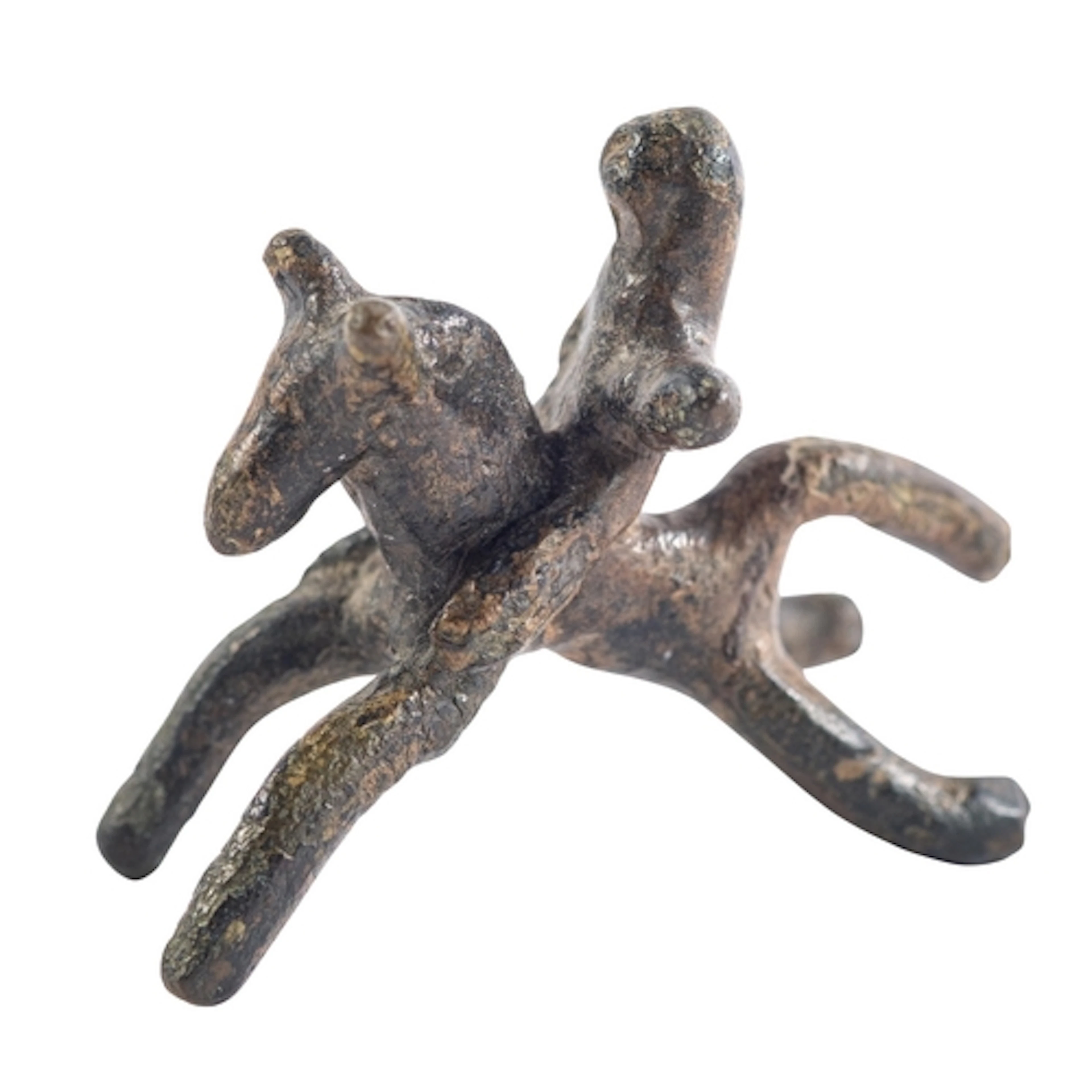 A CELTIC BRONZE VOTIVE HORSE AND RIDER, CIRCA 3RD-1ST CENTUR...
