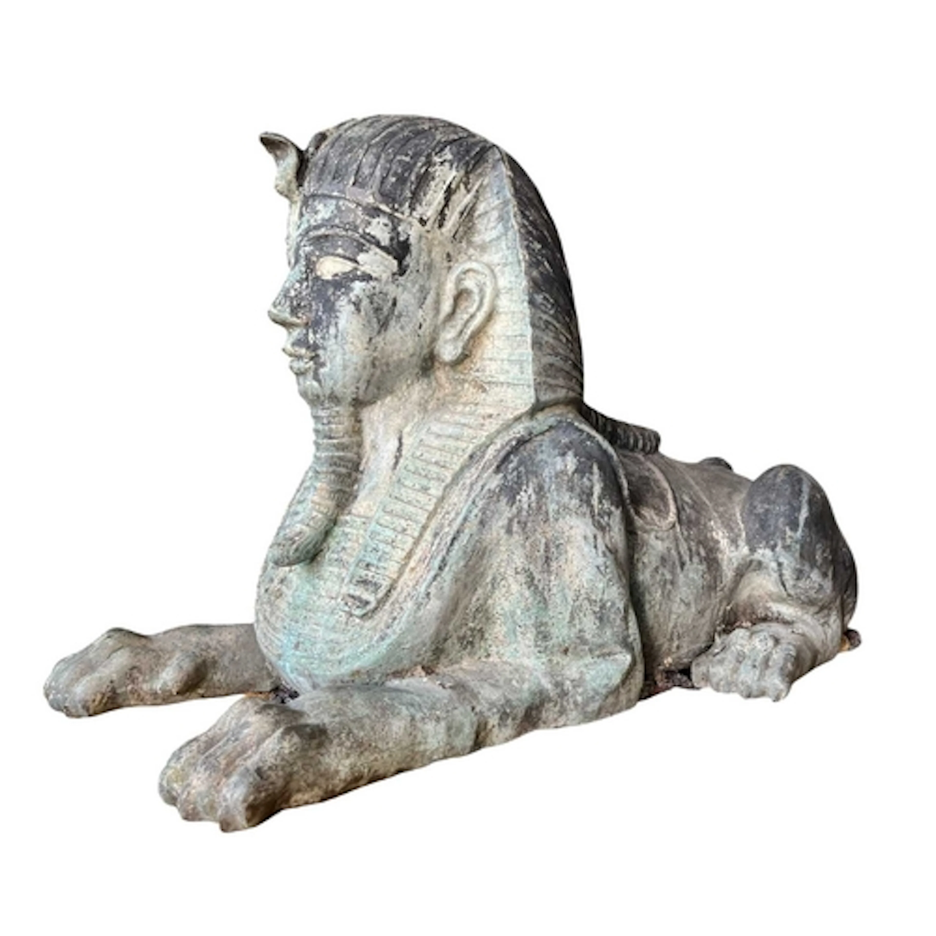 An impressive cast metal garden outdoor sculpture of an Egyp...