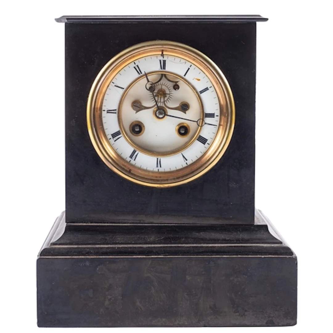 Samuel Marti, Paris a late-Victorian black marble mantel clo...