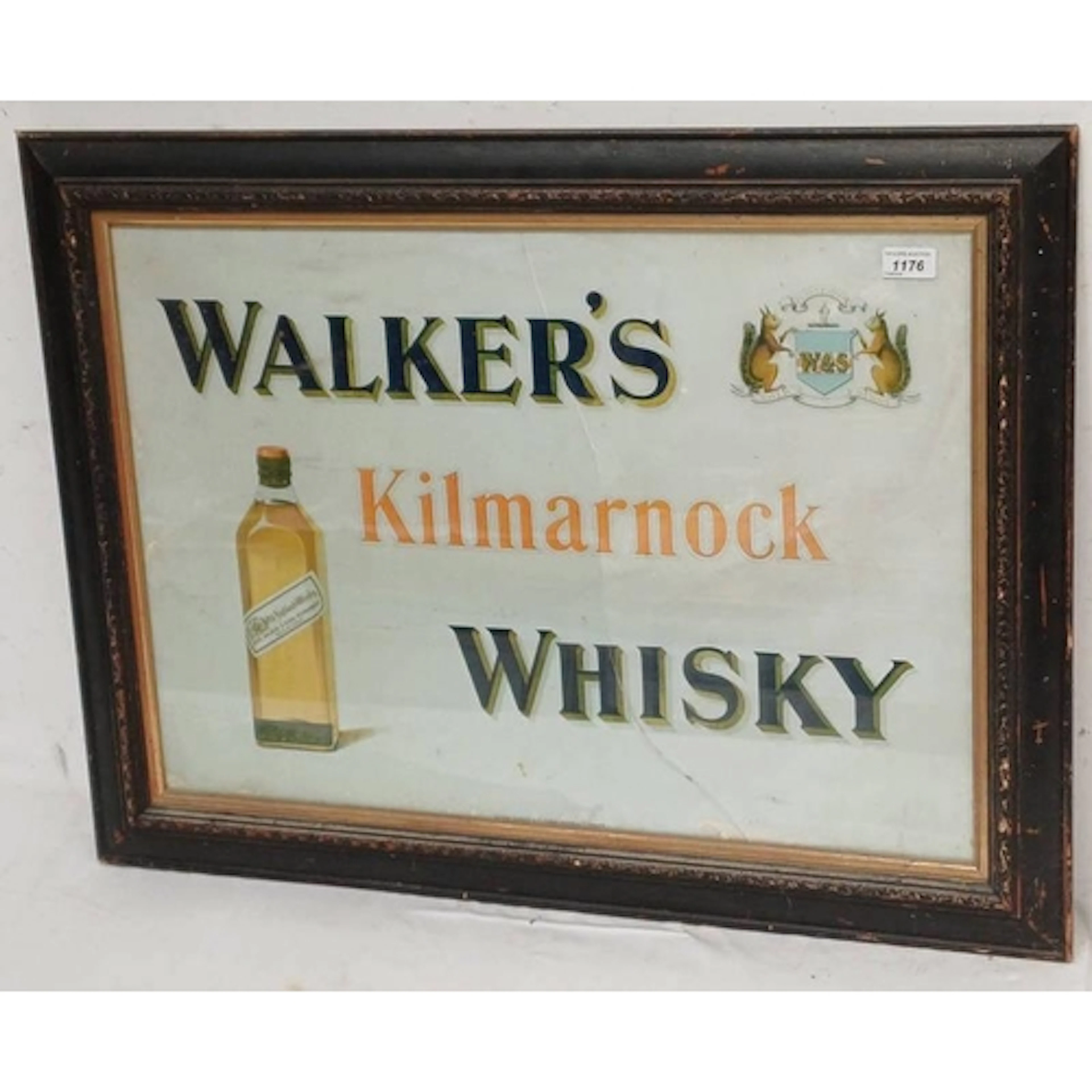 FRAMED JOHN WALKER & SONS KILMARNOCK WHISKY ADVERTISING POST...